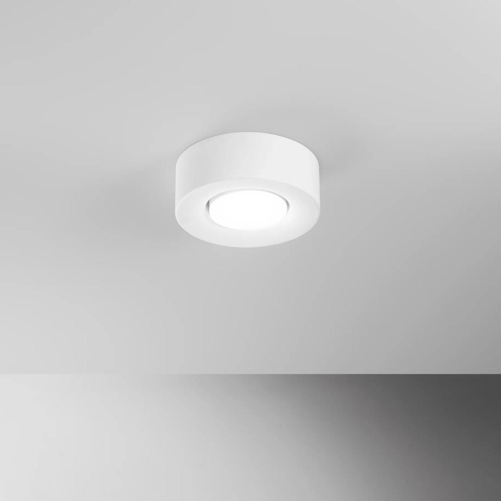 Plafoniera con diametro 14 cm in gesso verniciabile bianco
