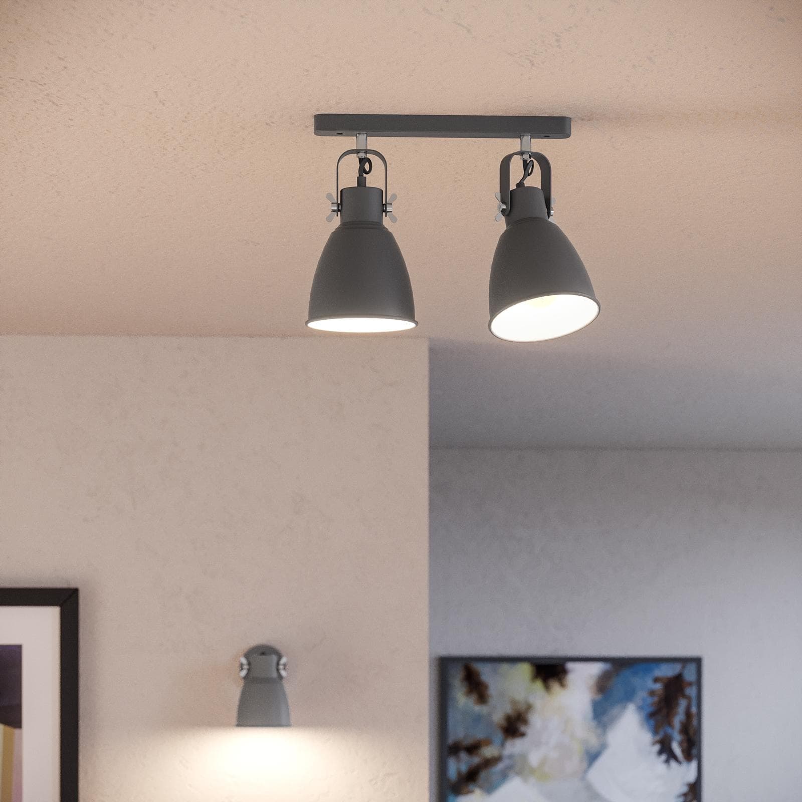 Plafoniera da interno 36x17 cm in metallo grigio
