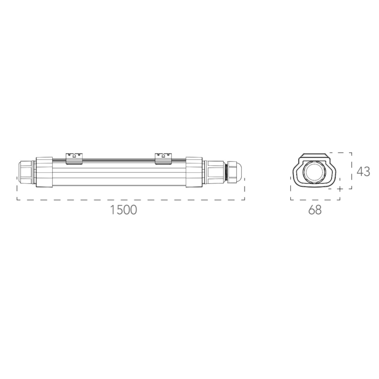 Plafoniera stagna led 150 cm in policarbonato bianco