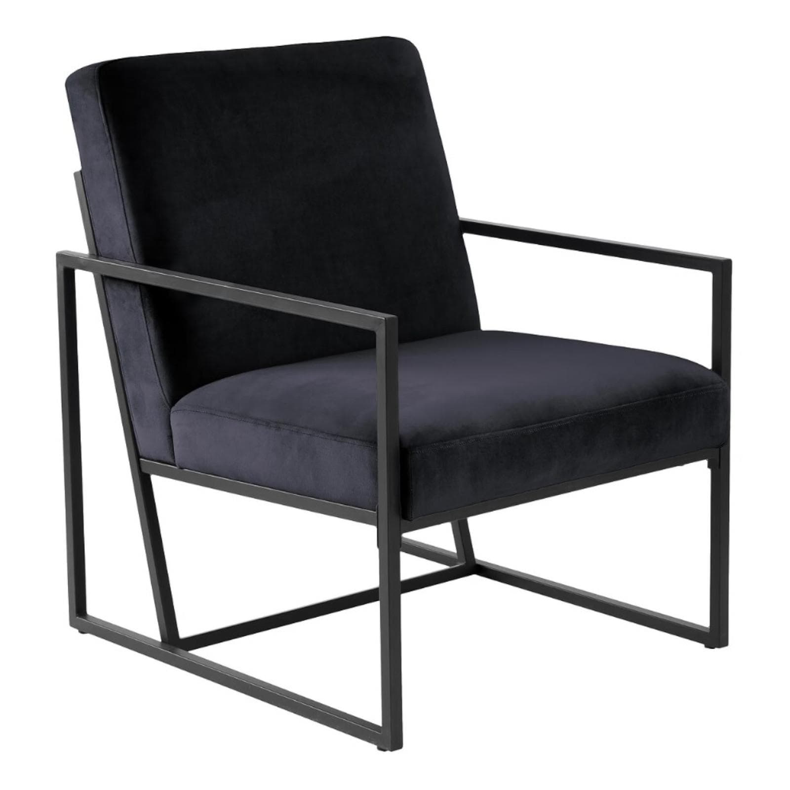 Poltrona 63x84h cm in velluto nero e metallo - Genda
