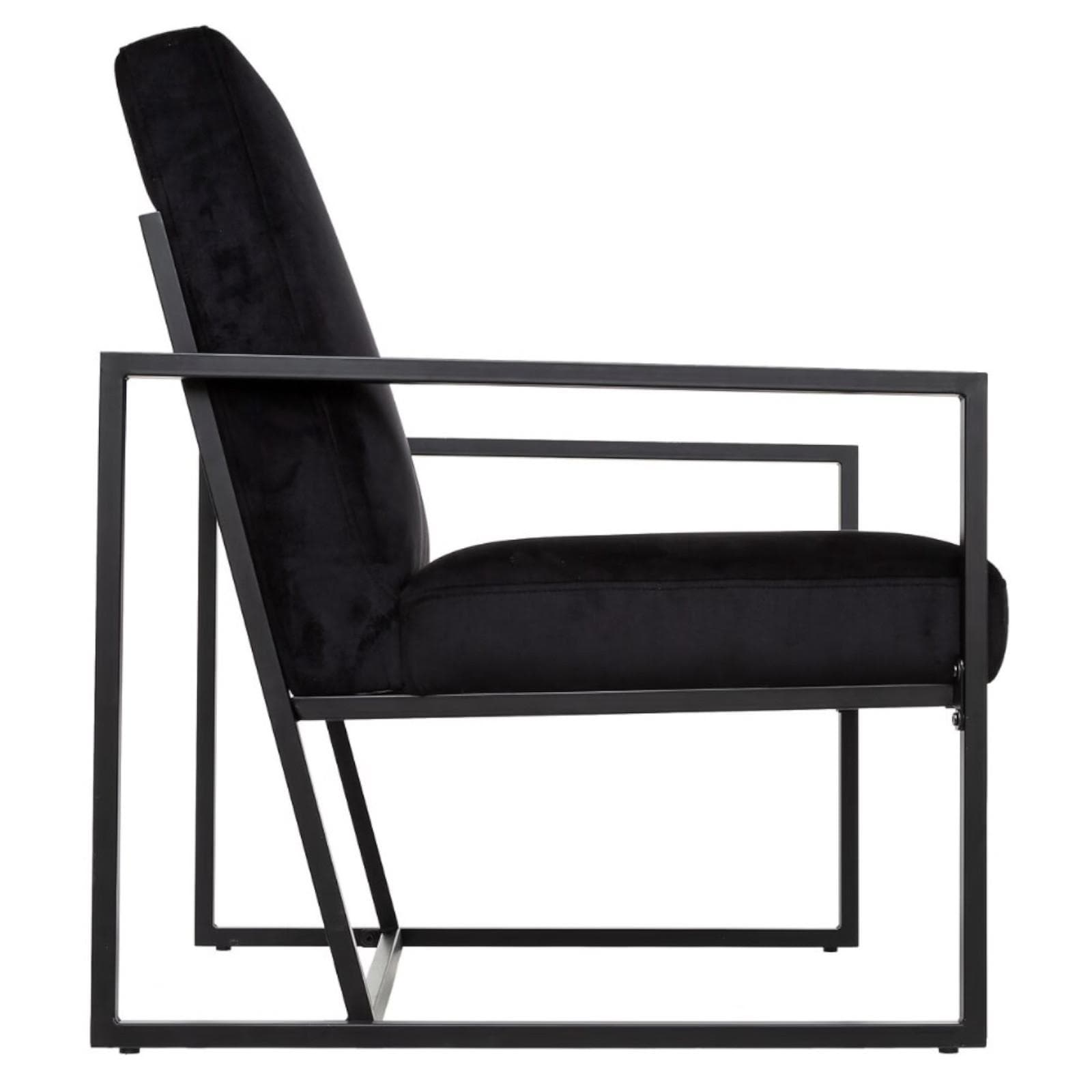 Poltrona 63x84h cm in velluto nero e metallo - Genda