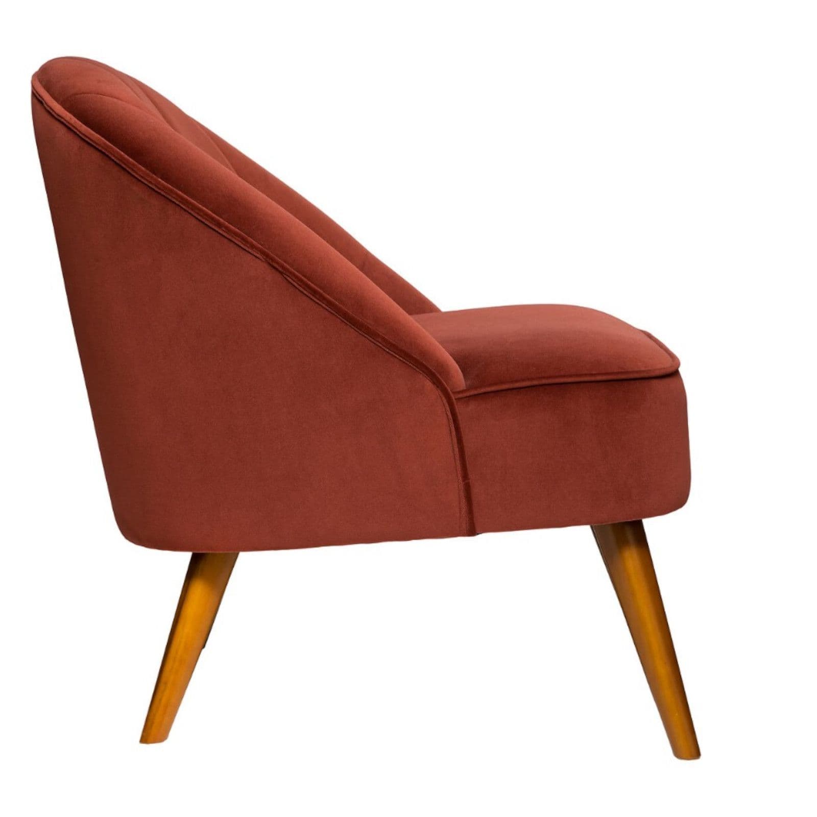 Poltrona in velluto terracotta e struttura in legno - Navor