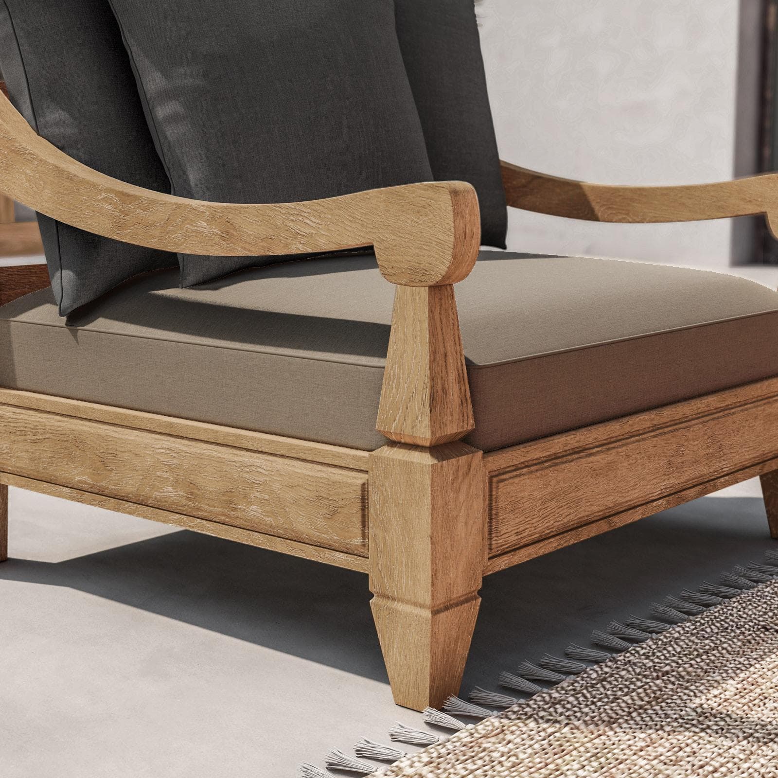Poltrona da esterno in teak con cuscini antracite - Iguazu