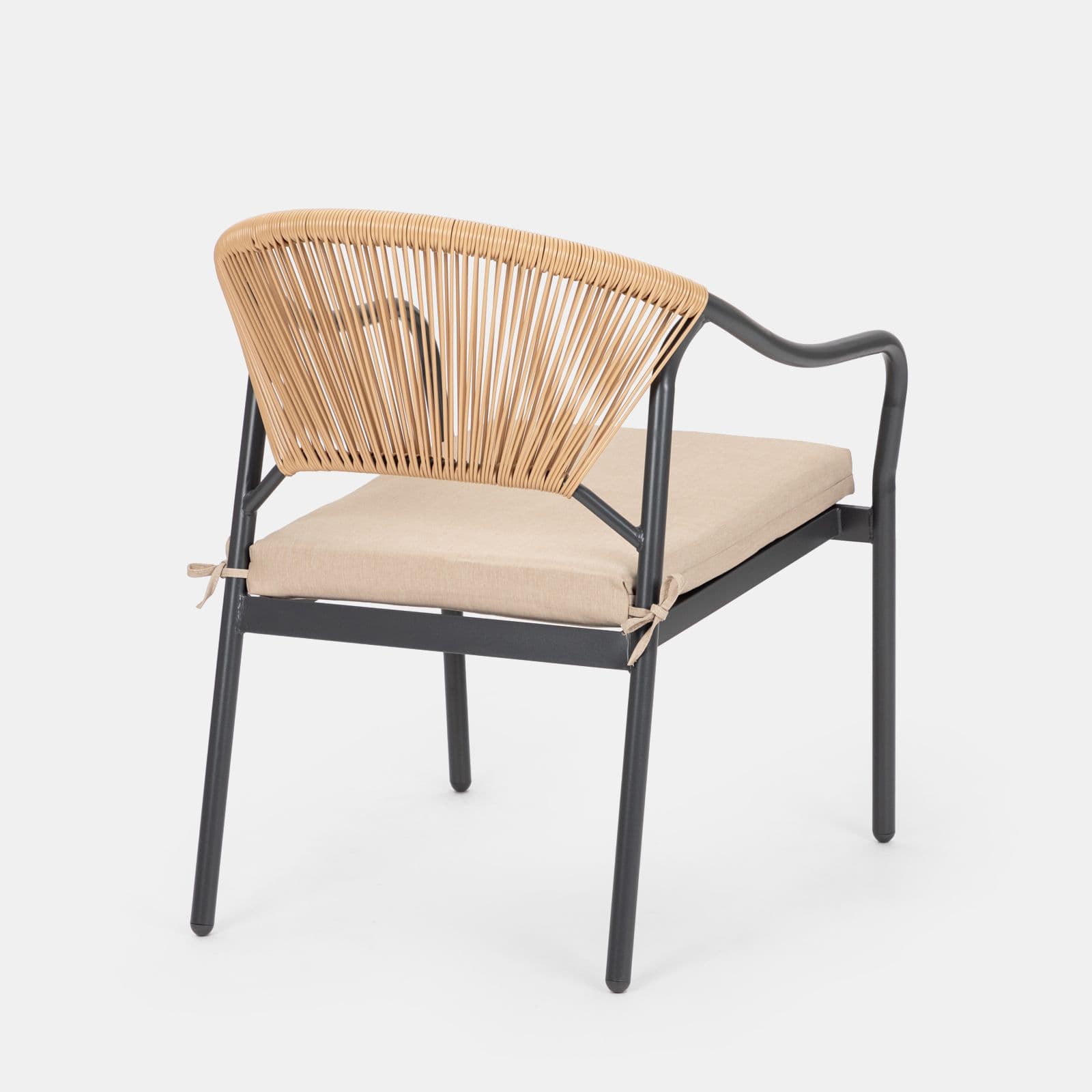 Poltrona da giardino 60x78h cm in acciaio antracite con cuscino beige - Evans