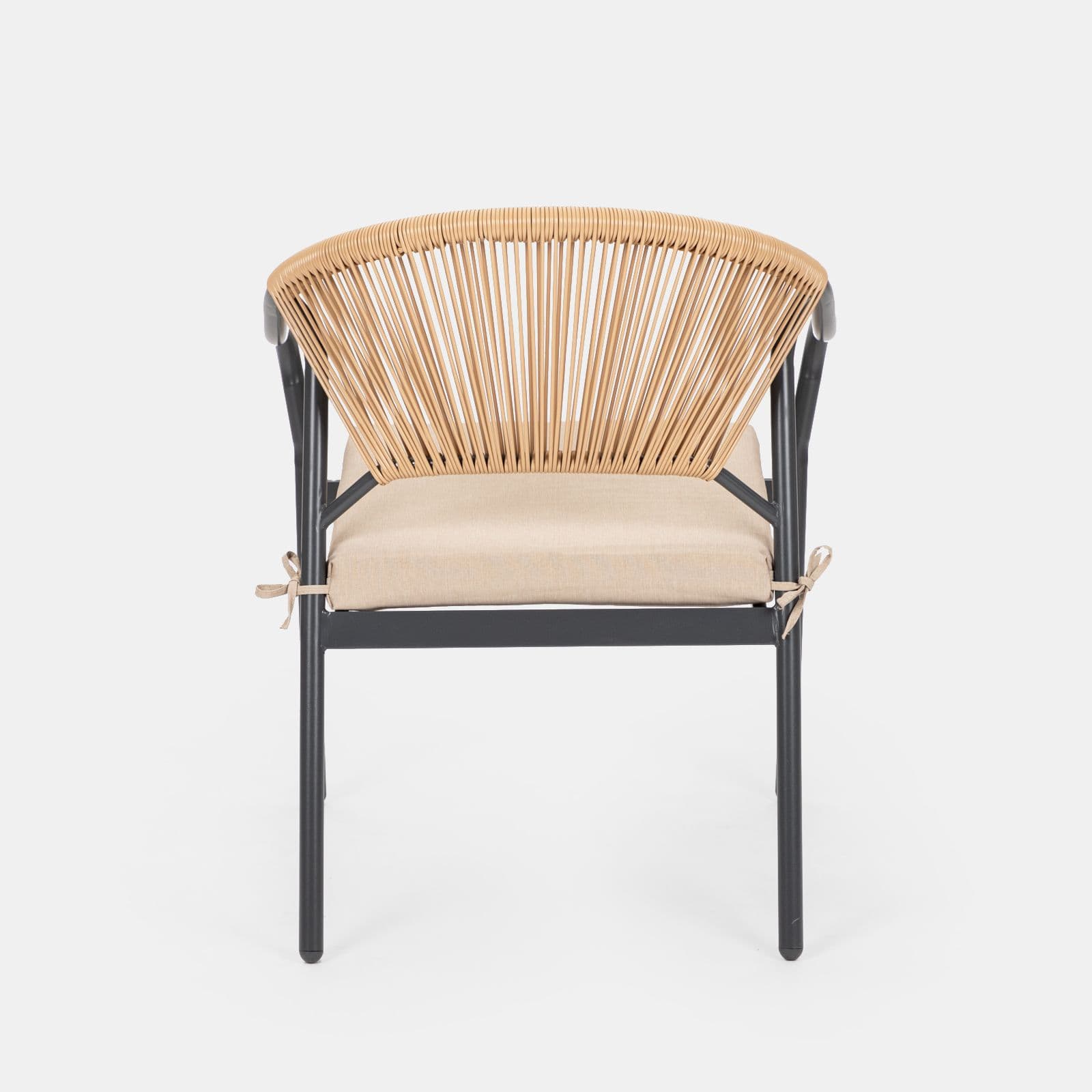Poltrona da giardino 60x78h cm in acciaio antracite con cuscino beige - Evans