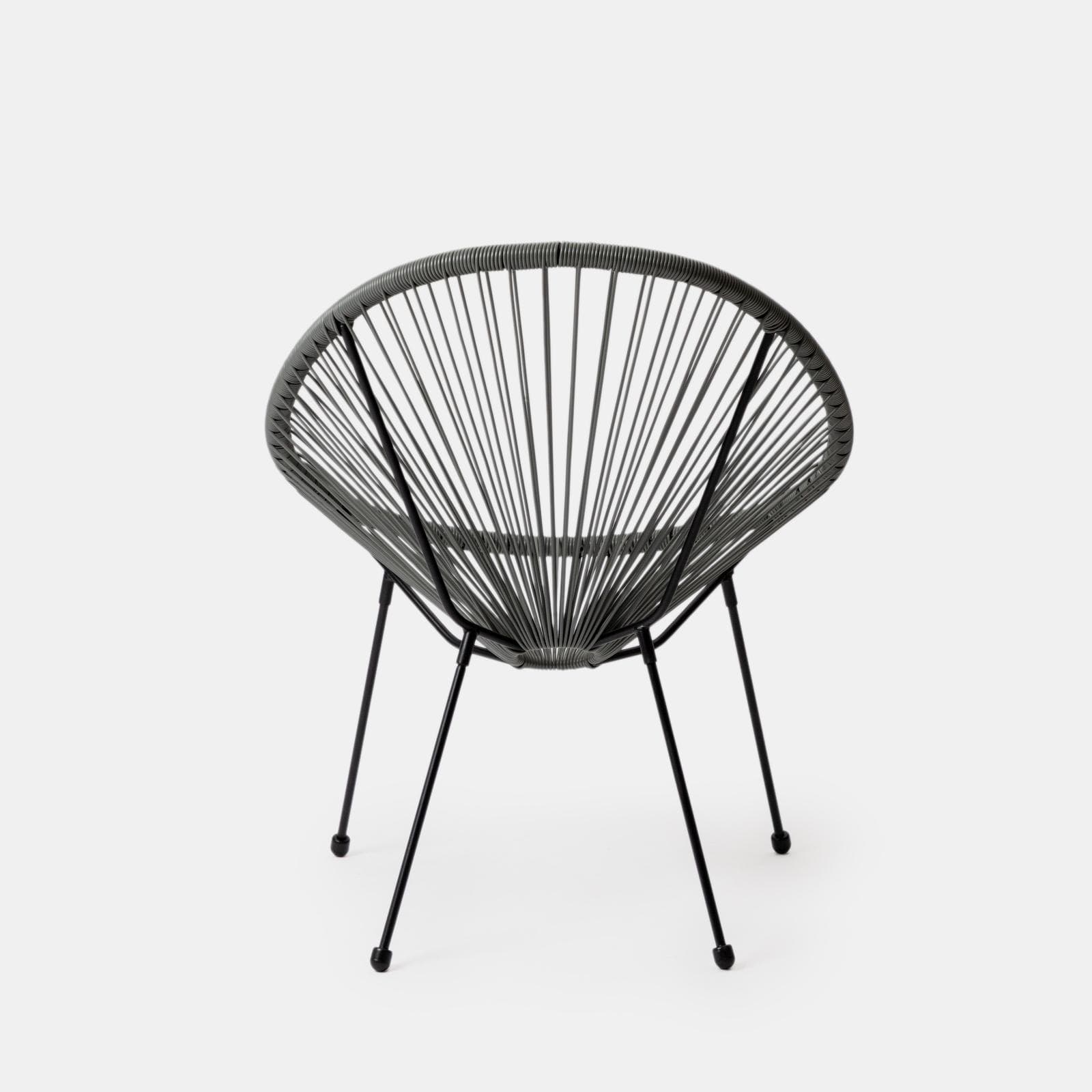 Poltrona da giardino in metallo nero rivestita in corda grigia - Kalimba