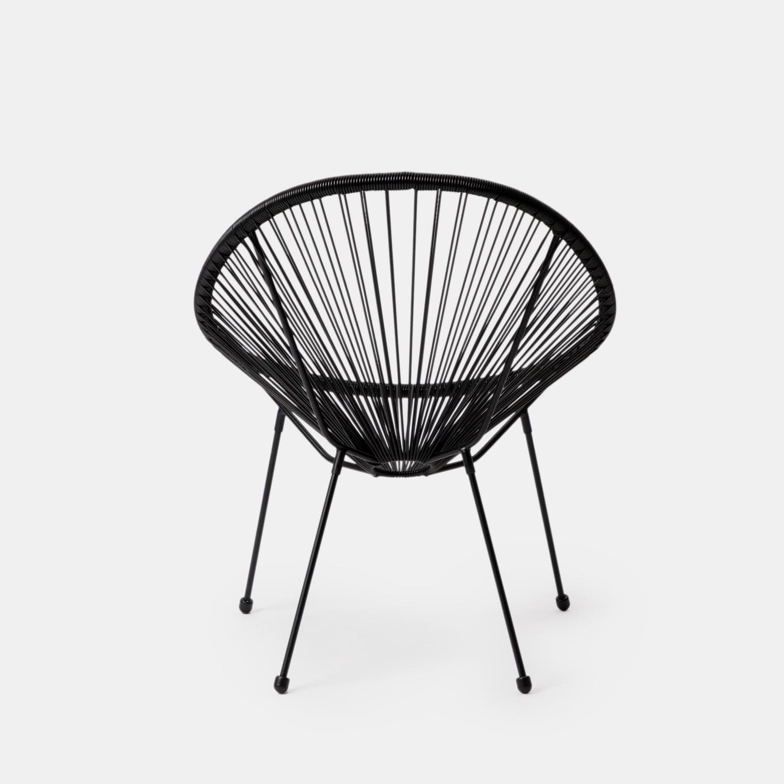 Poltrona da giardino in metallo nero rivestita in corda nera - Kalimba