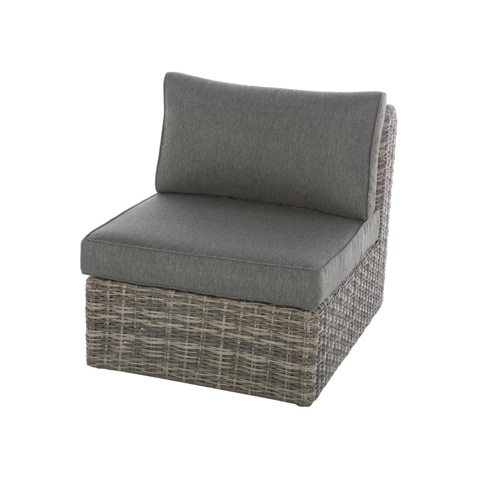 Poltrona da giardino in polyrattan marrone con cuscino grigio - Moreno