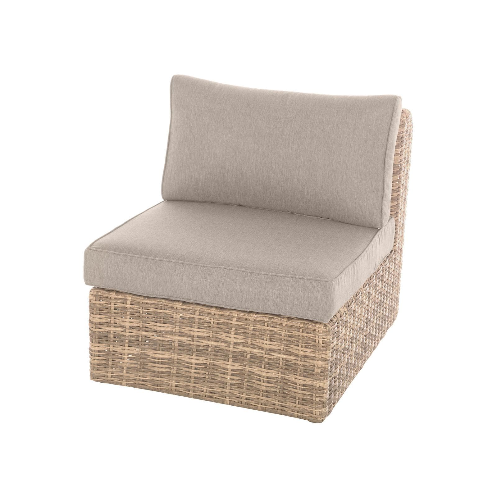 Poltrona da giardino in polyrattan naturale con cuscino beige - Moreno