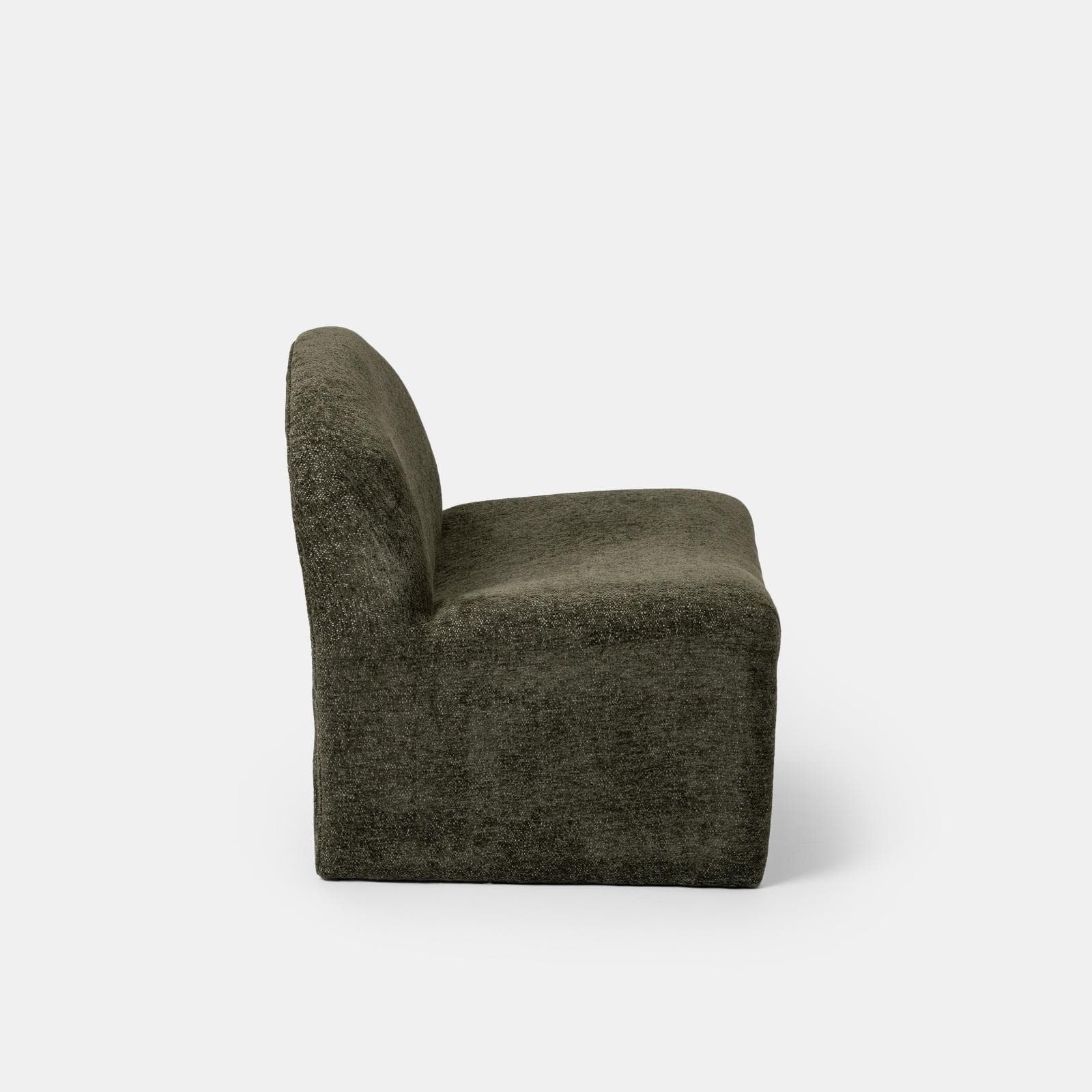 Poltrona dal design moderno in bouclé verde scuro - Niklam