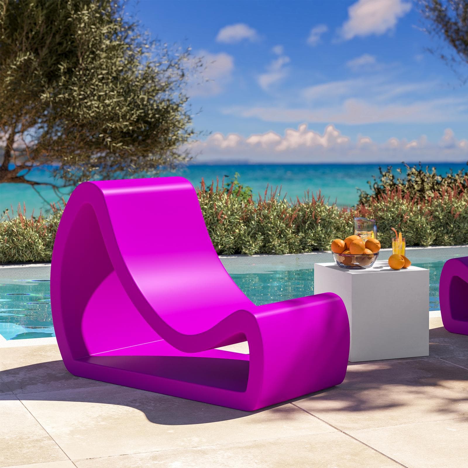 Poltrona design da esterno in polietilene viola - Flamink