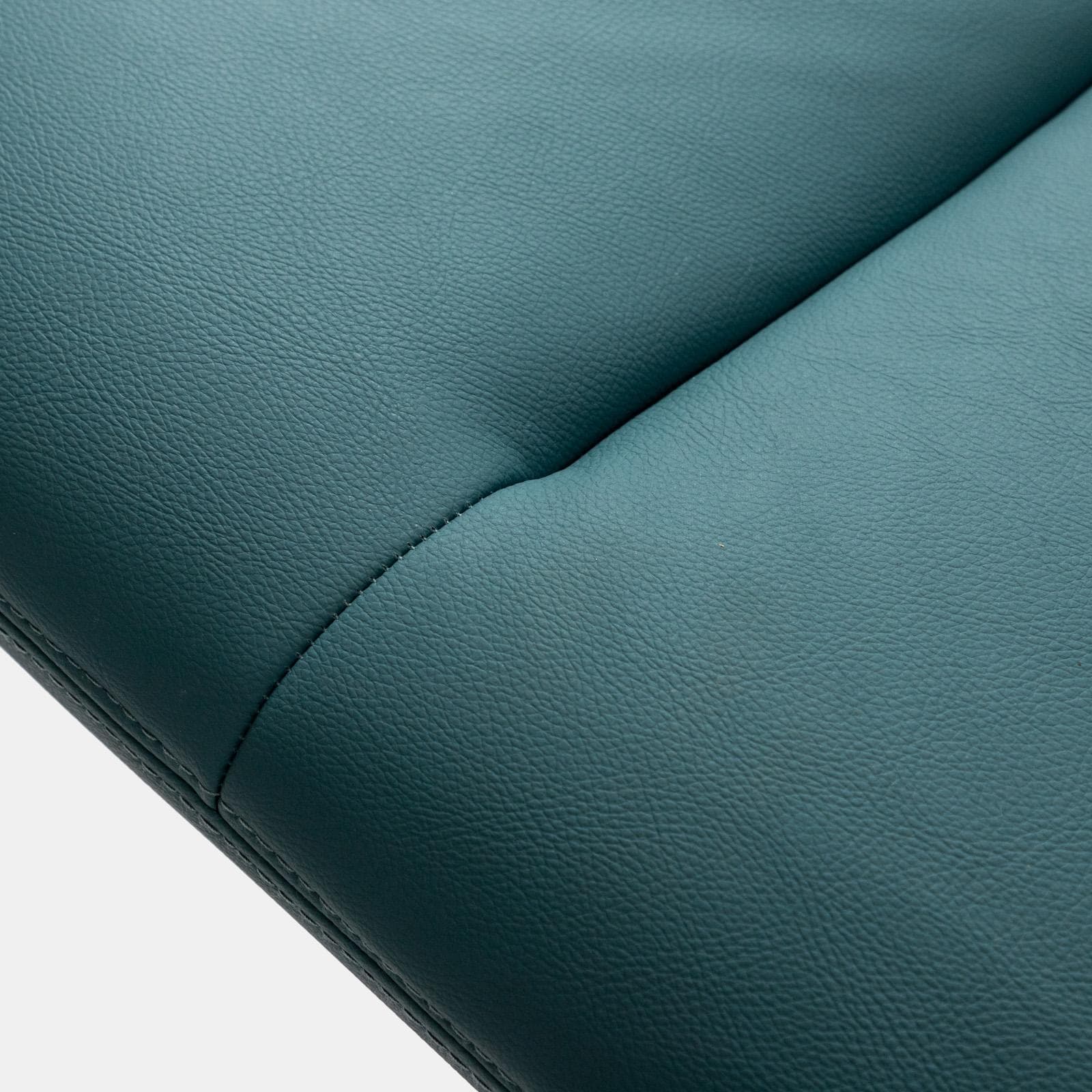 Poltrona girevole da ufficio in similpelle blu petrolio con base in metallo nero - Lexie