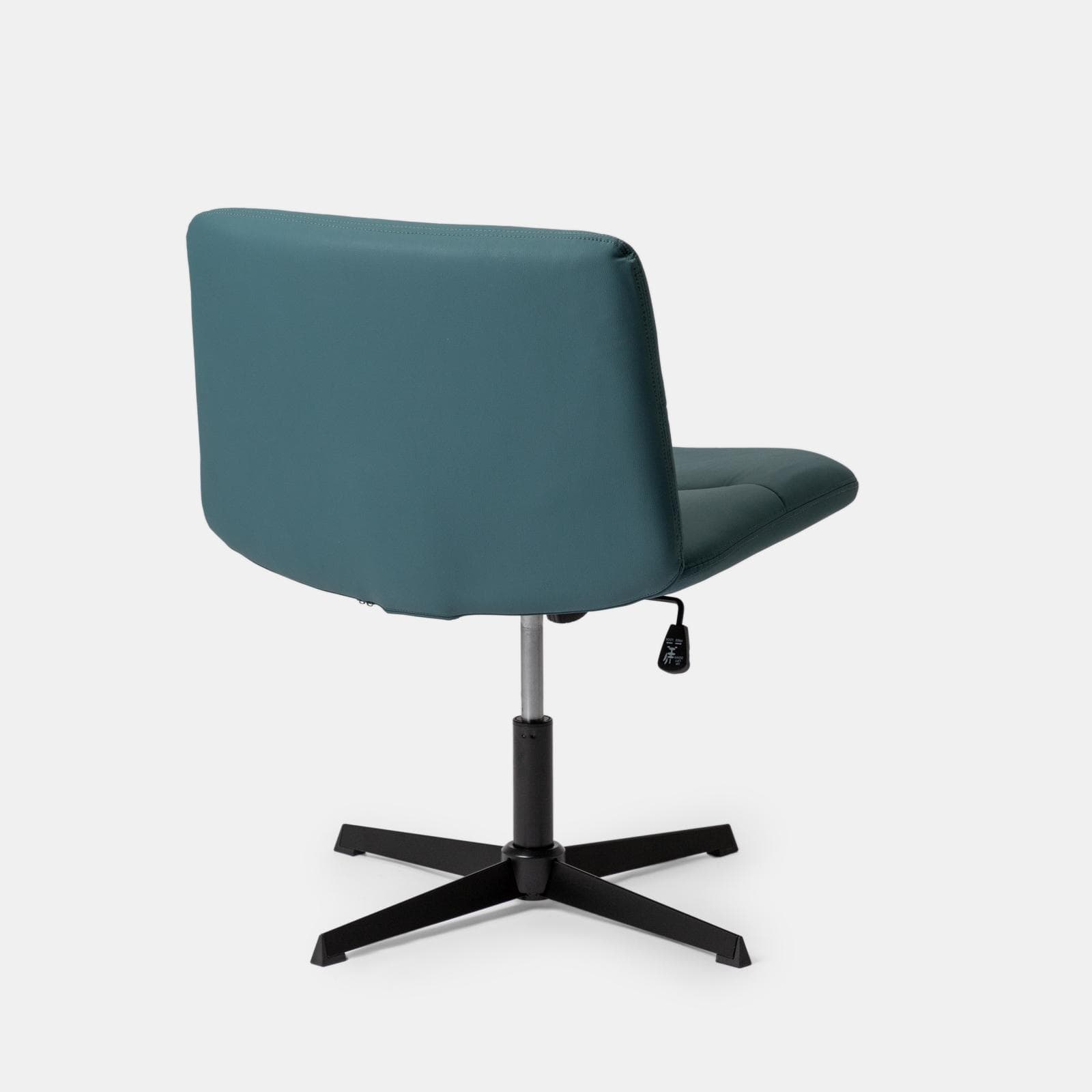 Poltrona girevole da ufficio in similpelle blu petrolio con base in metallo nero - Lexie