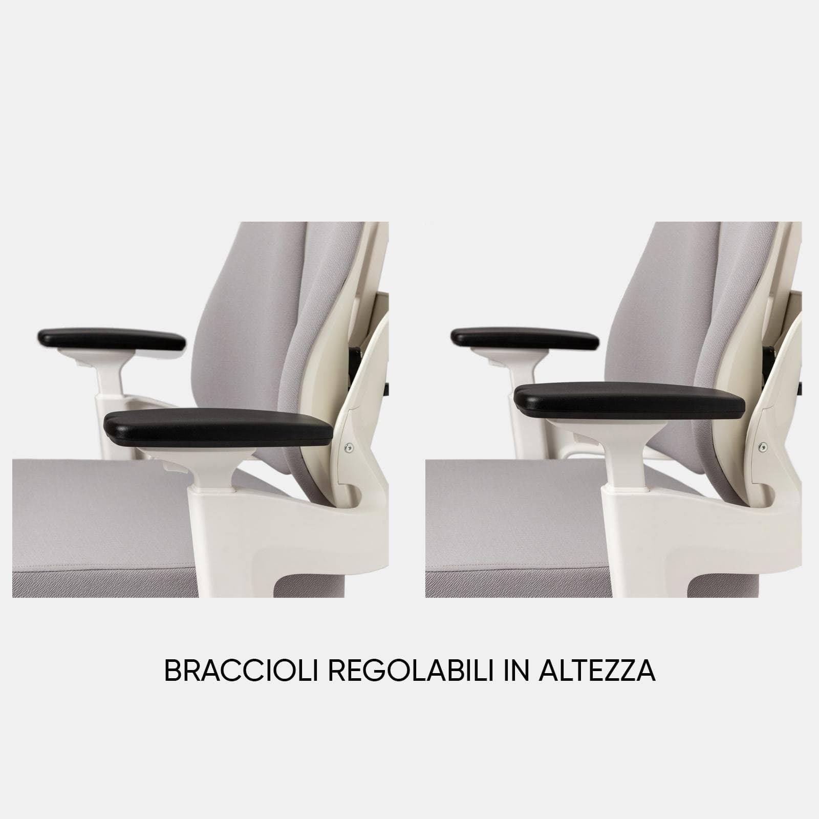 Poltrona girevole da ufficio in tessuto grigio e bianco con supporti lombari regolabili - Boulder
