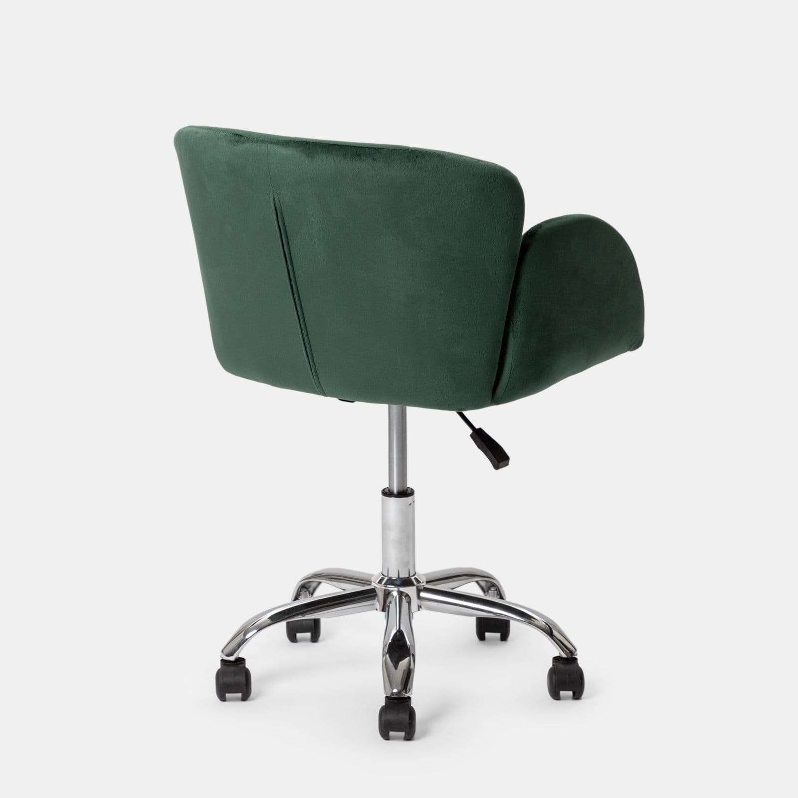 Poltrona da ufficio girevole in velluto verde con base cromata - Smith