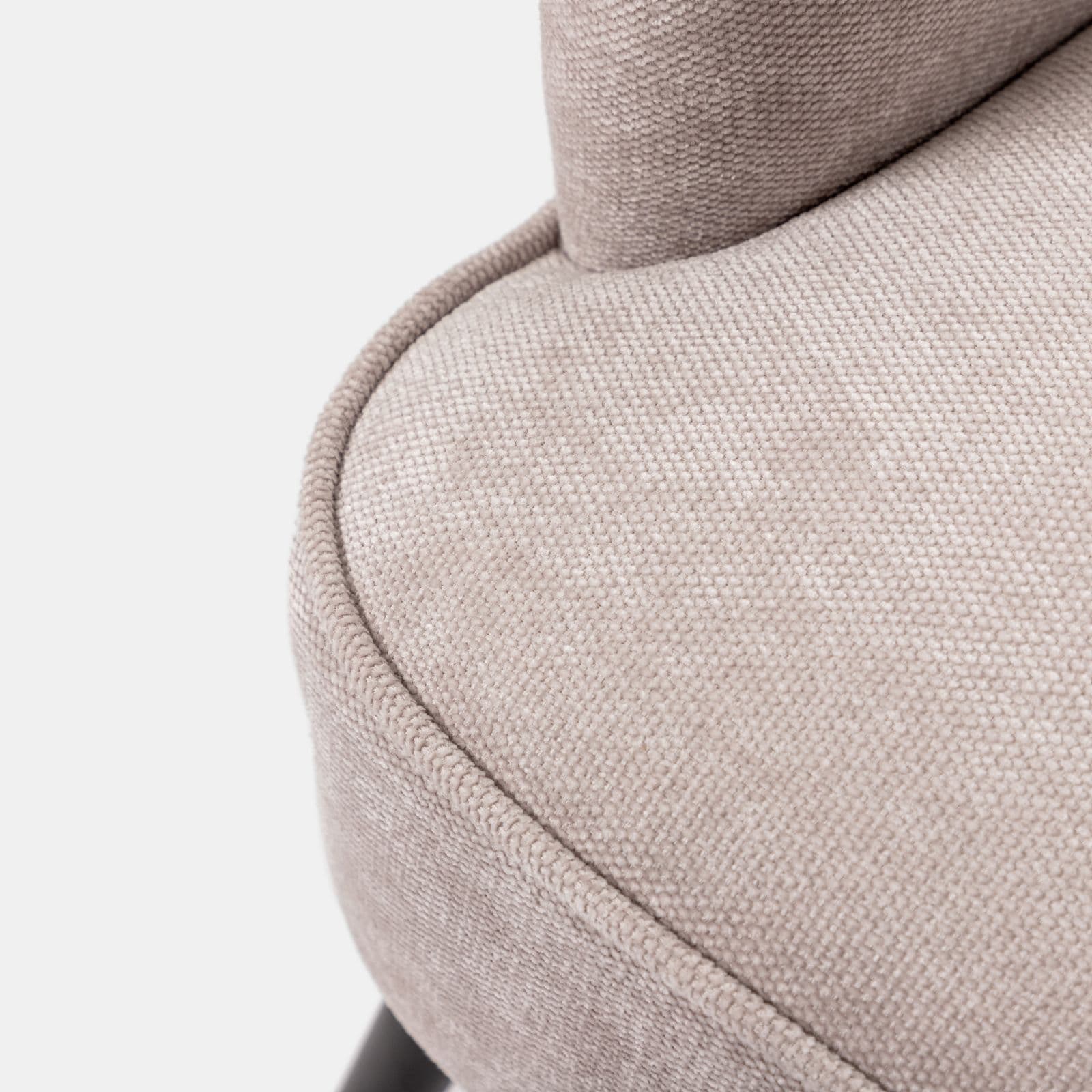 Poltrona imbottita in ciniglia beige con gambe nere - Ferry