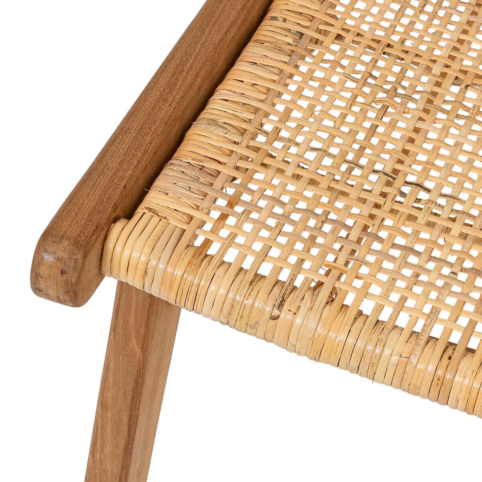 Poltrona in legno di teak naturale e rattan intrecciato - Messicana