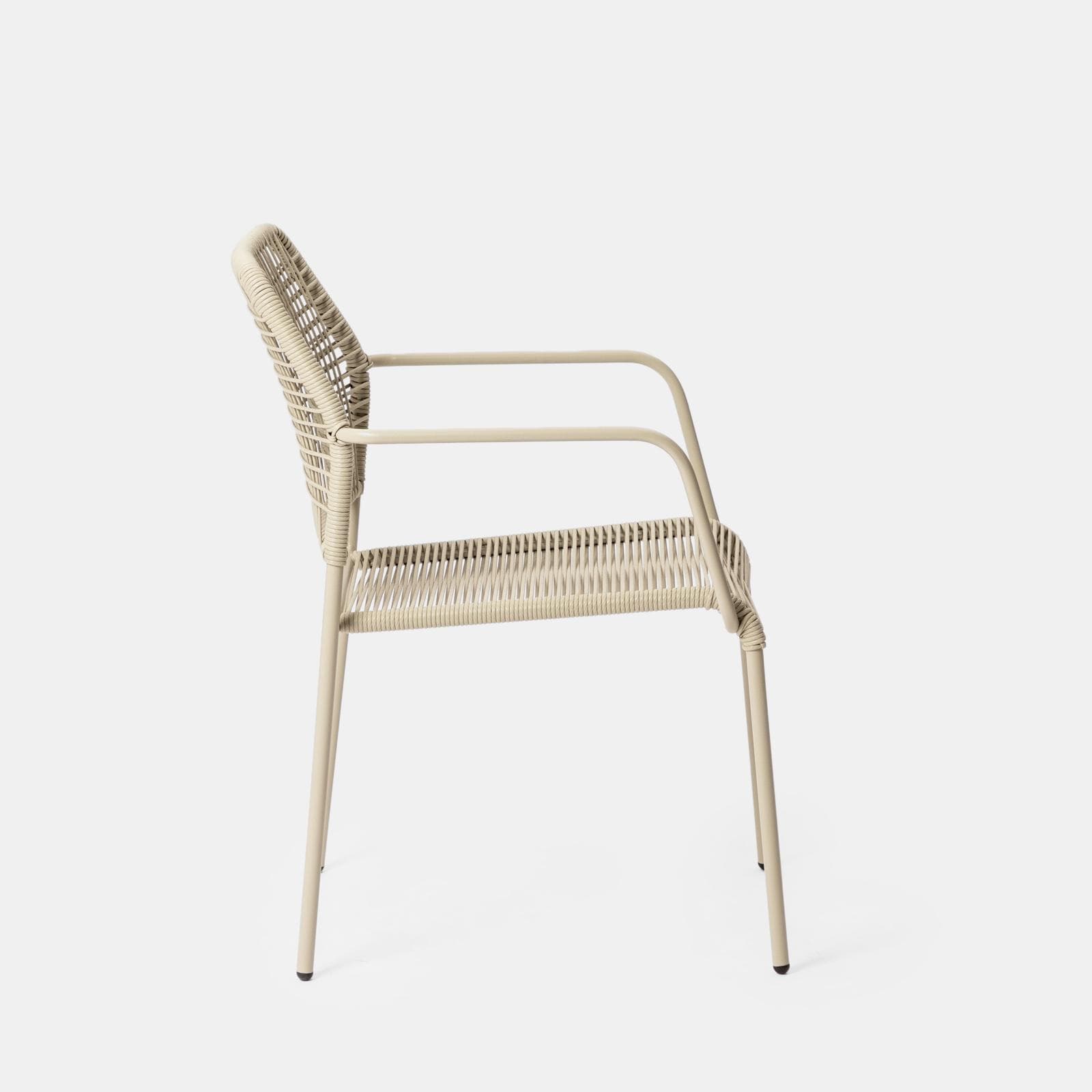 Sedia con braccioli in corda intrecciata beige - Levanto