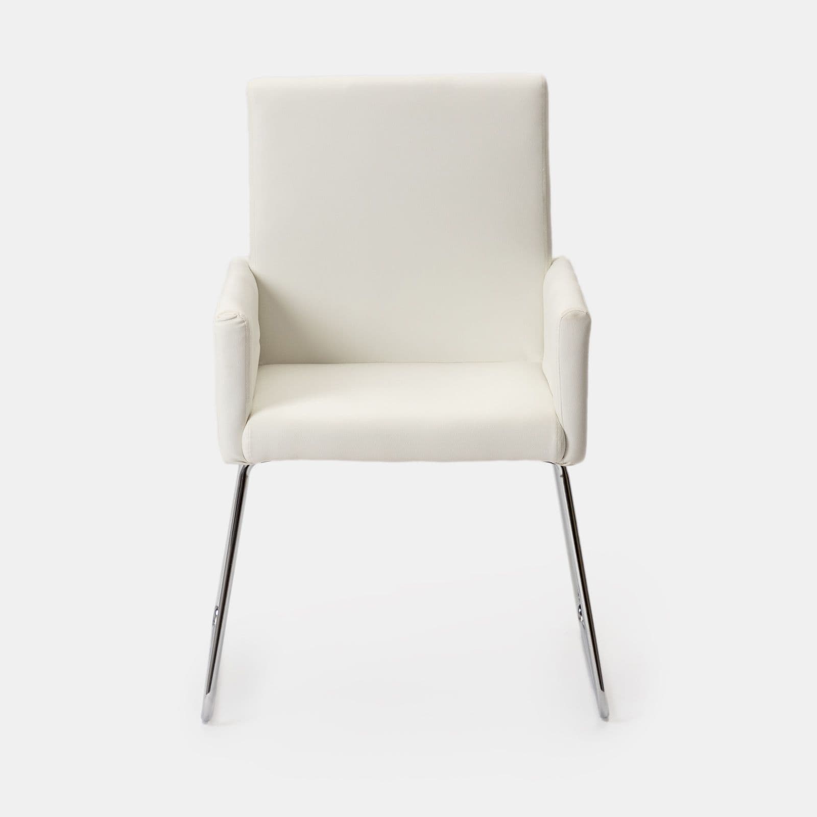 Poltrona in similpelle bianco con struttura a slitta cromo - Altura