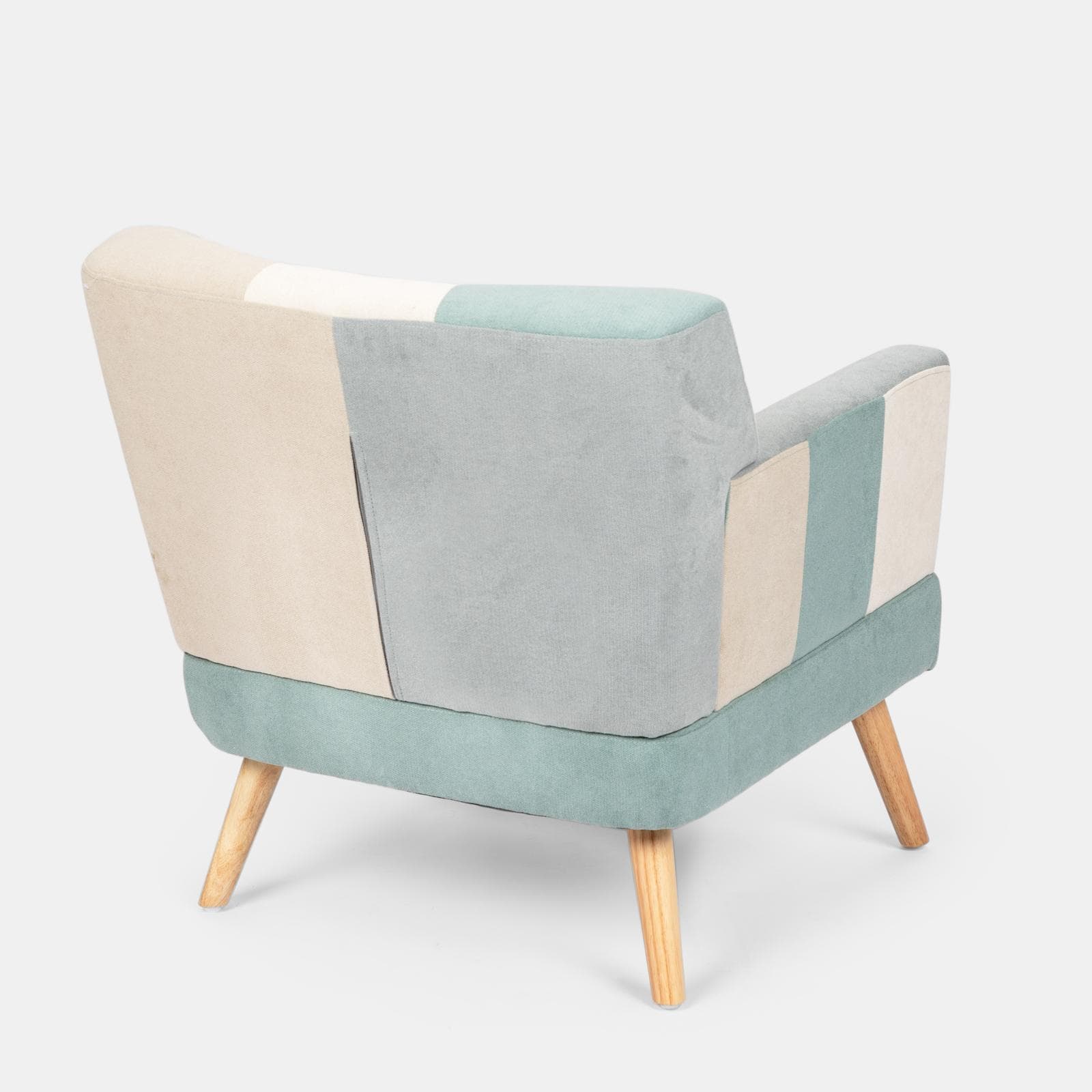Poltrona scandinava in tessuto patchwork multicolor celeste - Copenaghen