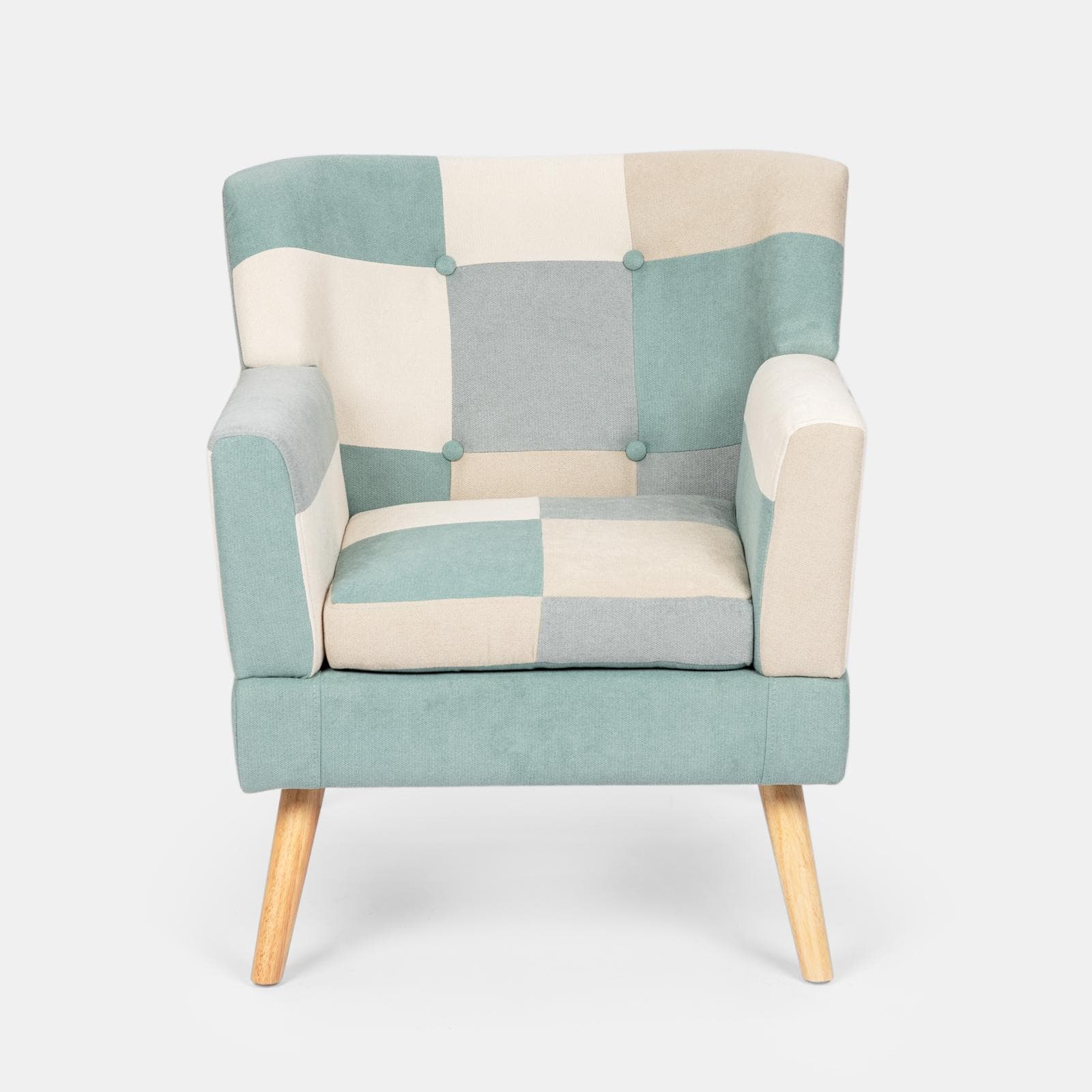 Poltrona scandinava in tessuto patchwork multicolor celeste - Copenaghen