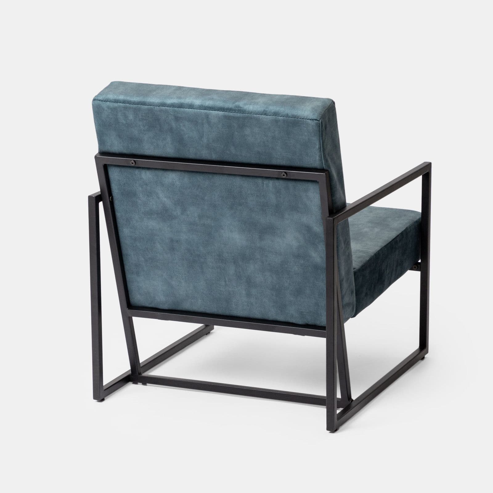 Poltrona in velluto blu petrolio e metallo nero - Roel