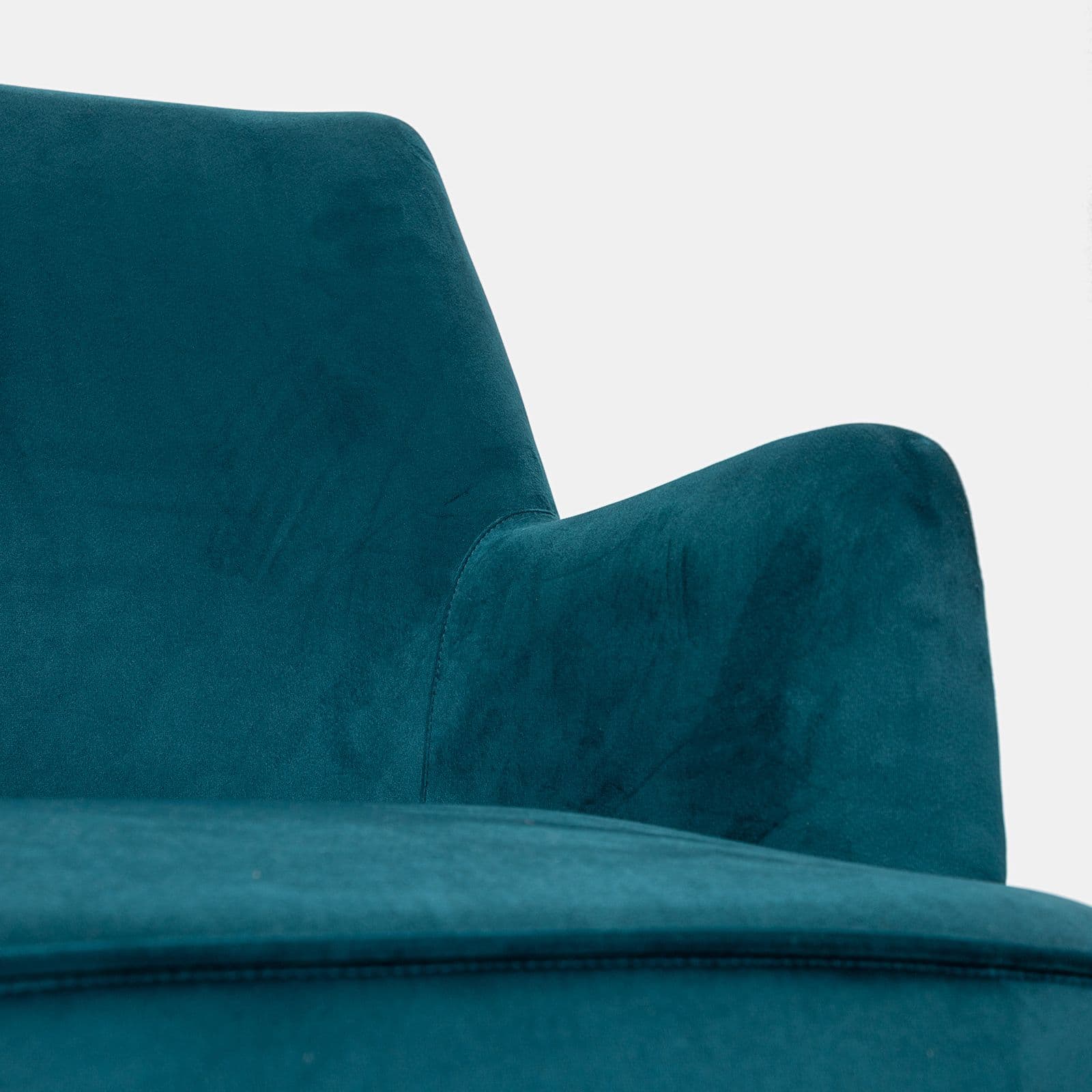 Poltrona in velluto blu petrolio con gambe in legno - Elenor