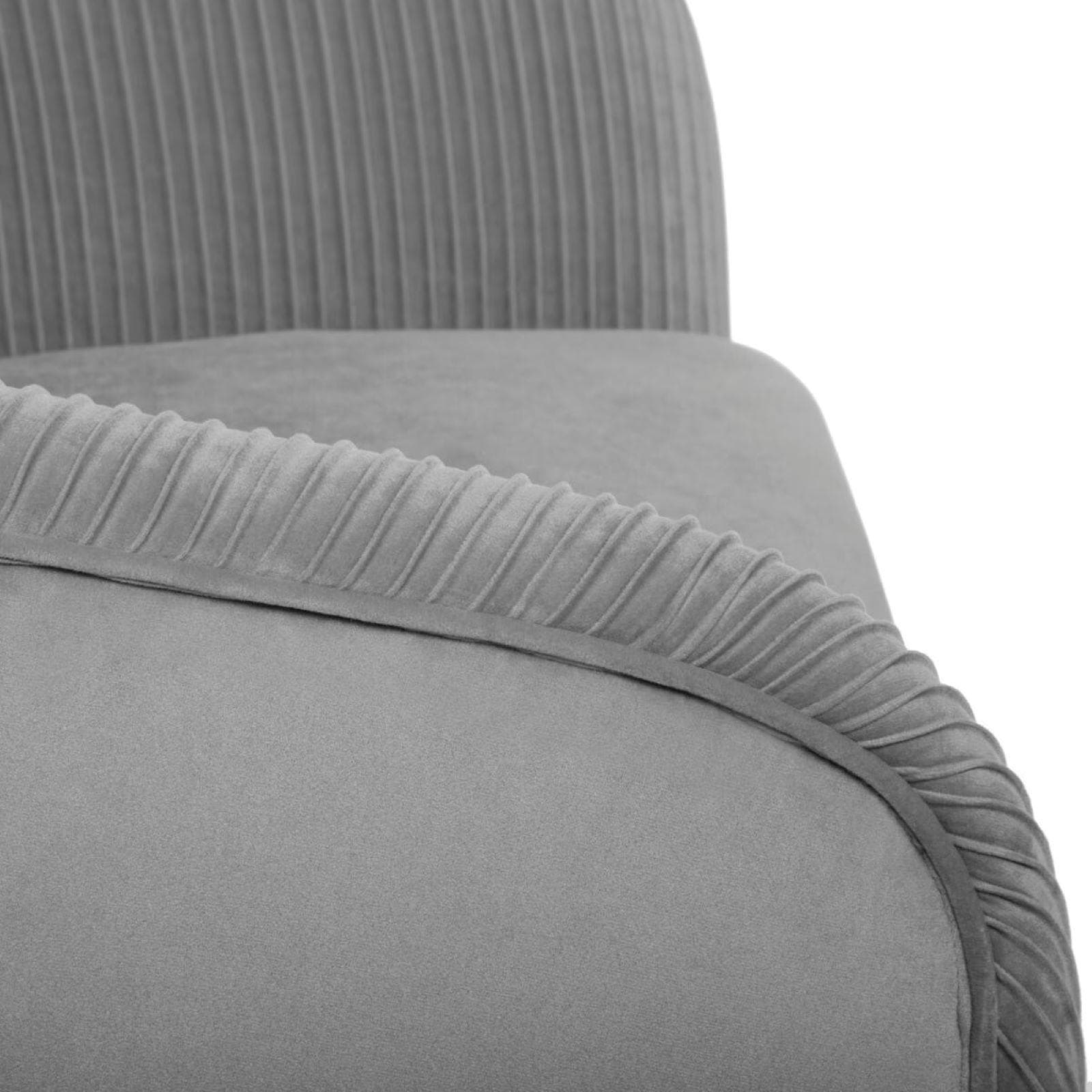 Poltrona in velluto grigio con gambe metallo oro - Caen