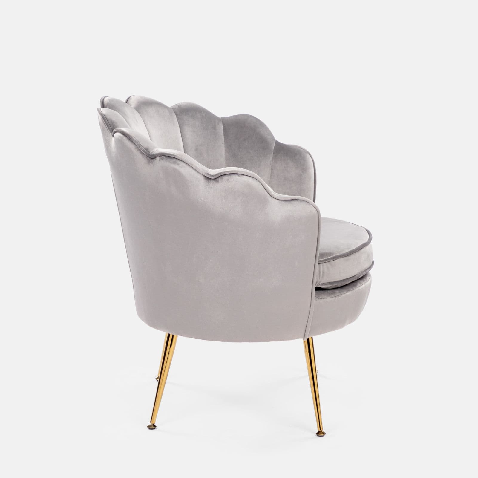 Poltrona in velluto grigio con gambe oro - Oden