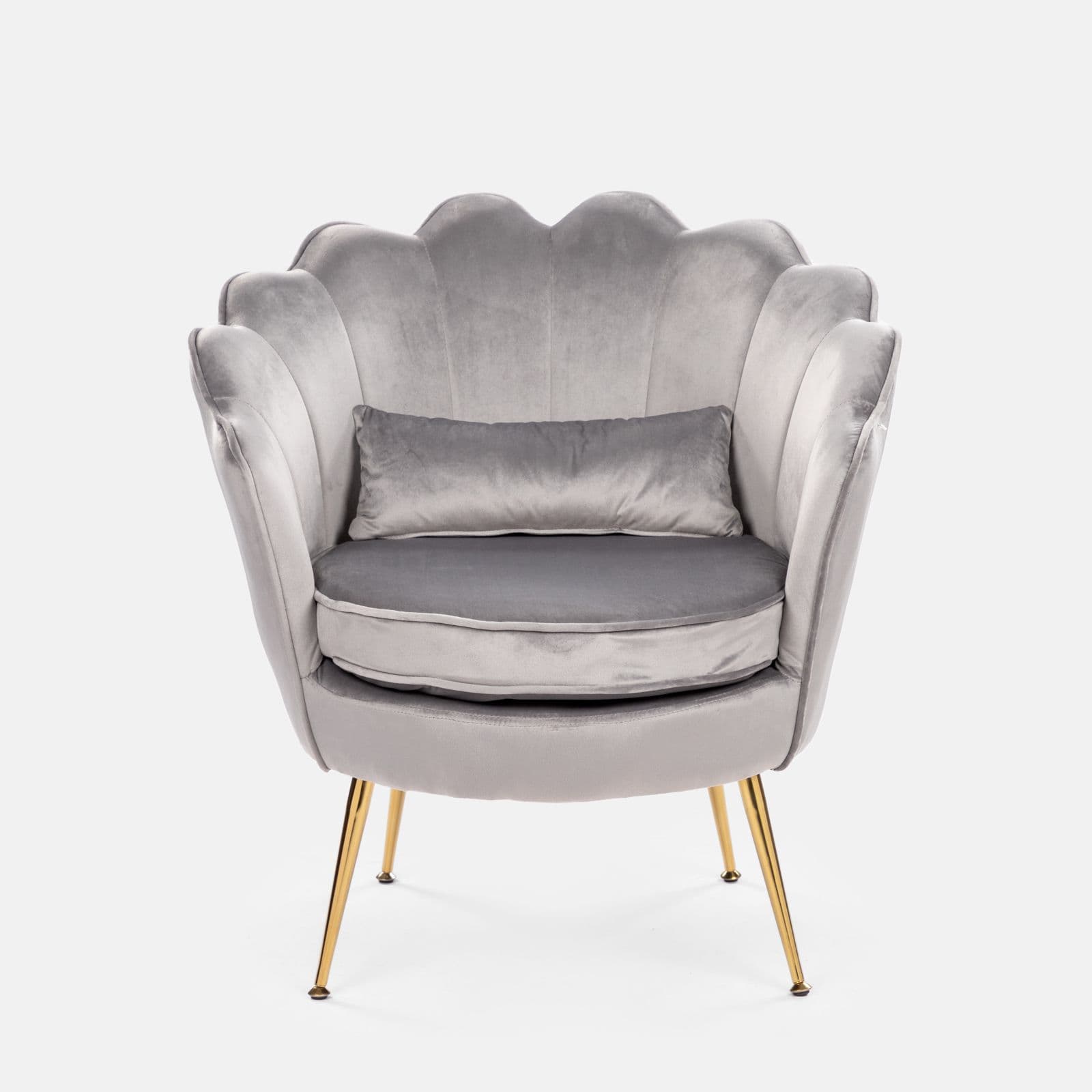 Poltrona in velluto grigio con gambe oro - Oden