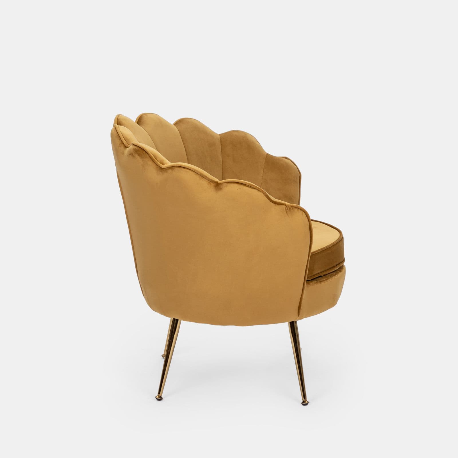 Poltrona in velluto senape con gambe oro - Oden