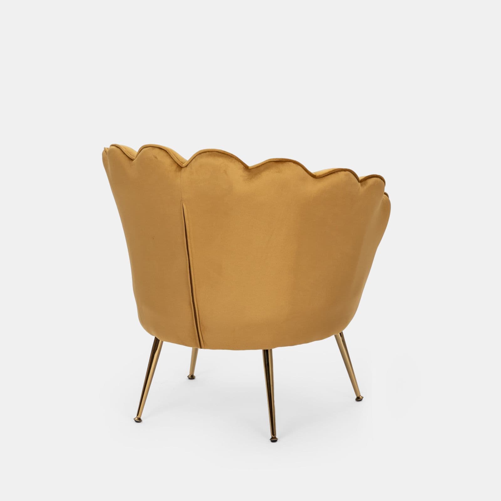 Poltrona in velluto senape con gambe oro - Oden