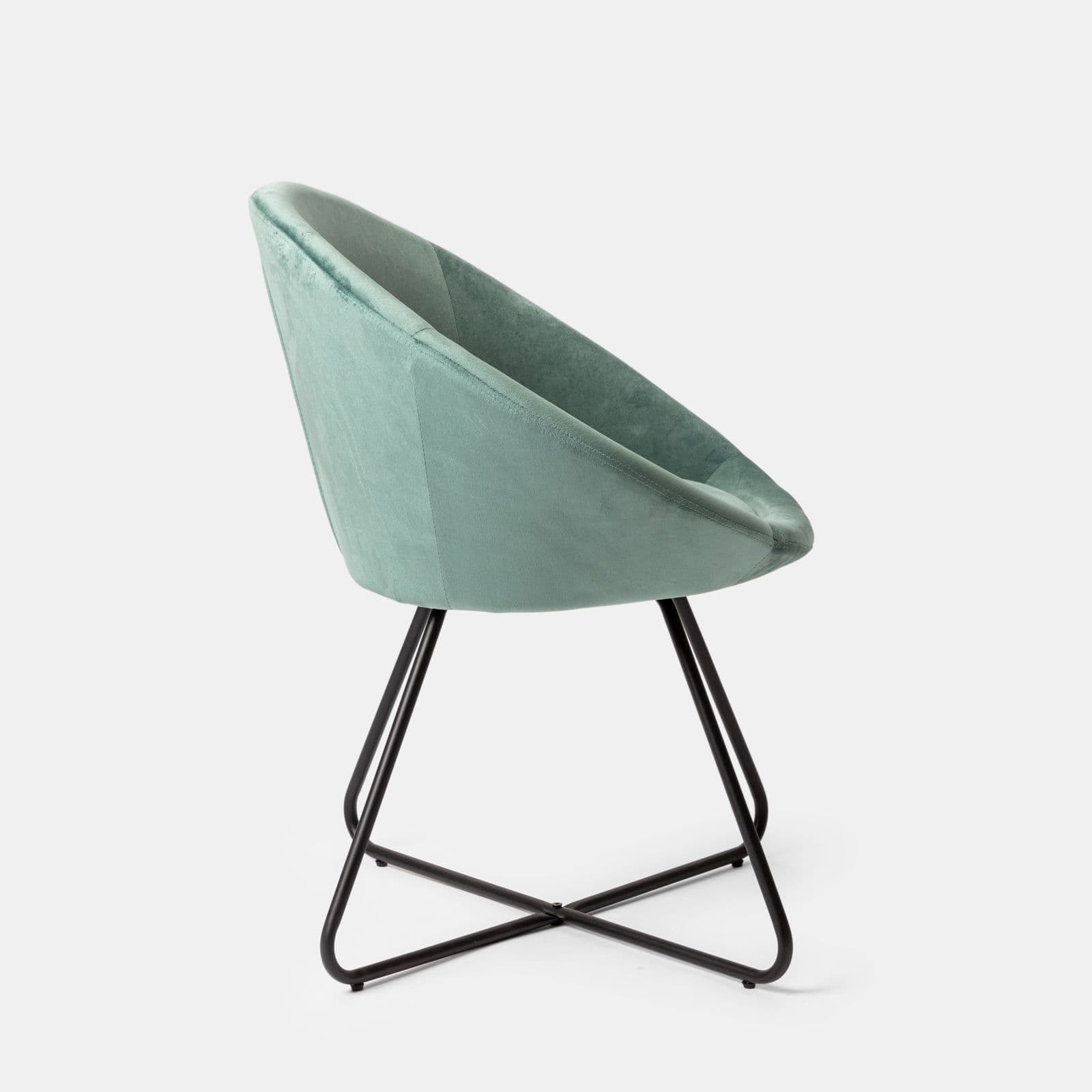 Poltrona in velluto verde salvia con gambe nere - Cross