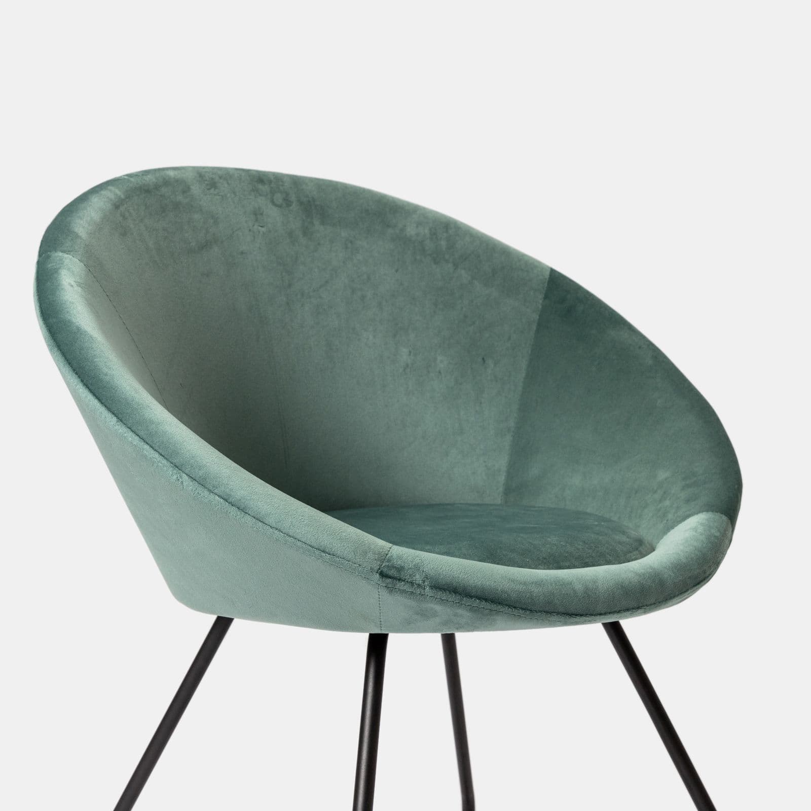 Poltrona in velluto verde salvia con gambe nere - Cross