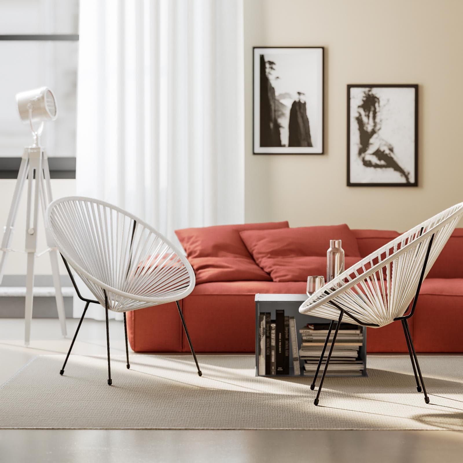 Poltrona relax da interno in corda bianca - Kalimba