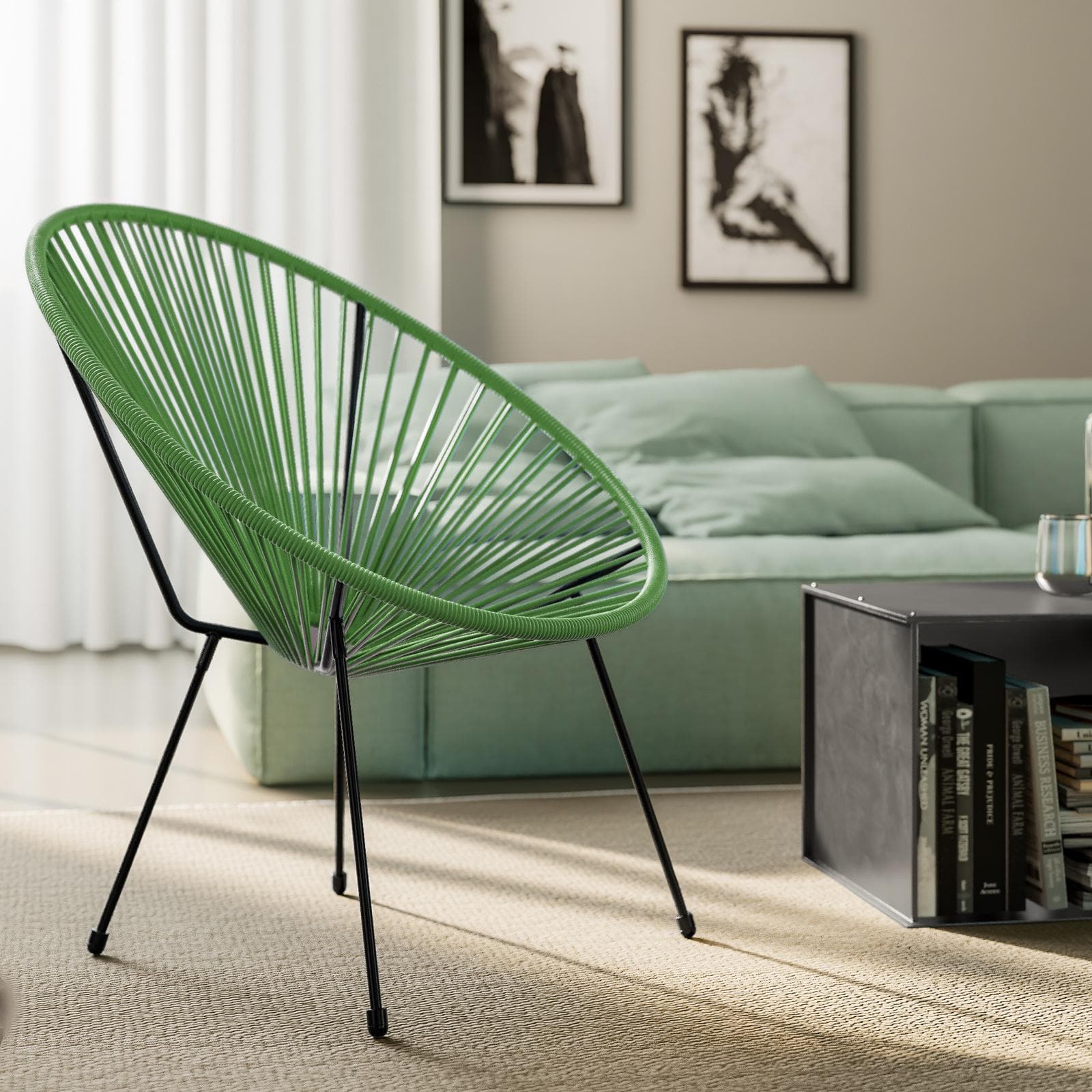 Poltrona relax da interno in corda verde - Kalimba