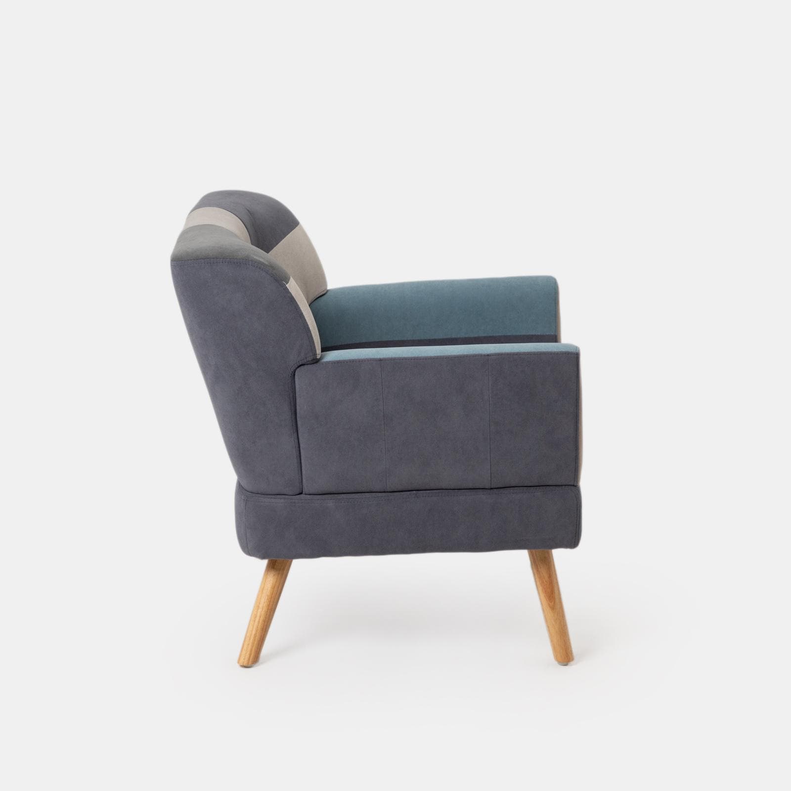Poltrona scandinava in tessuto patchwork multicolor blu - Copenaghen