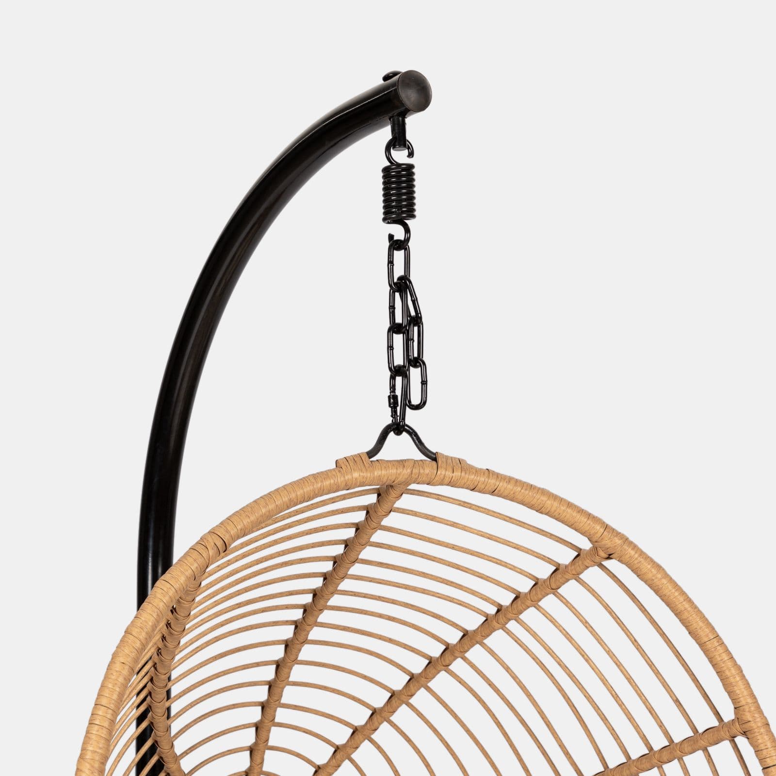 Poltrona sospesa in polyrattan naturale con cuscino e supporto - Tristan