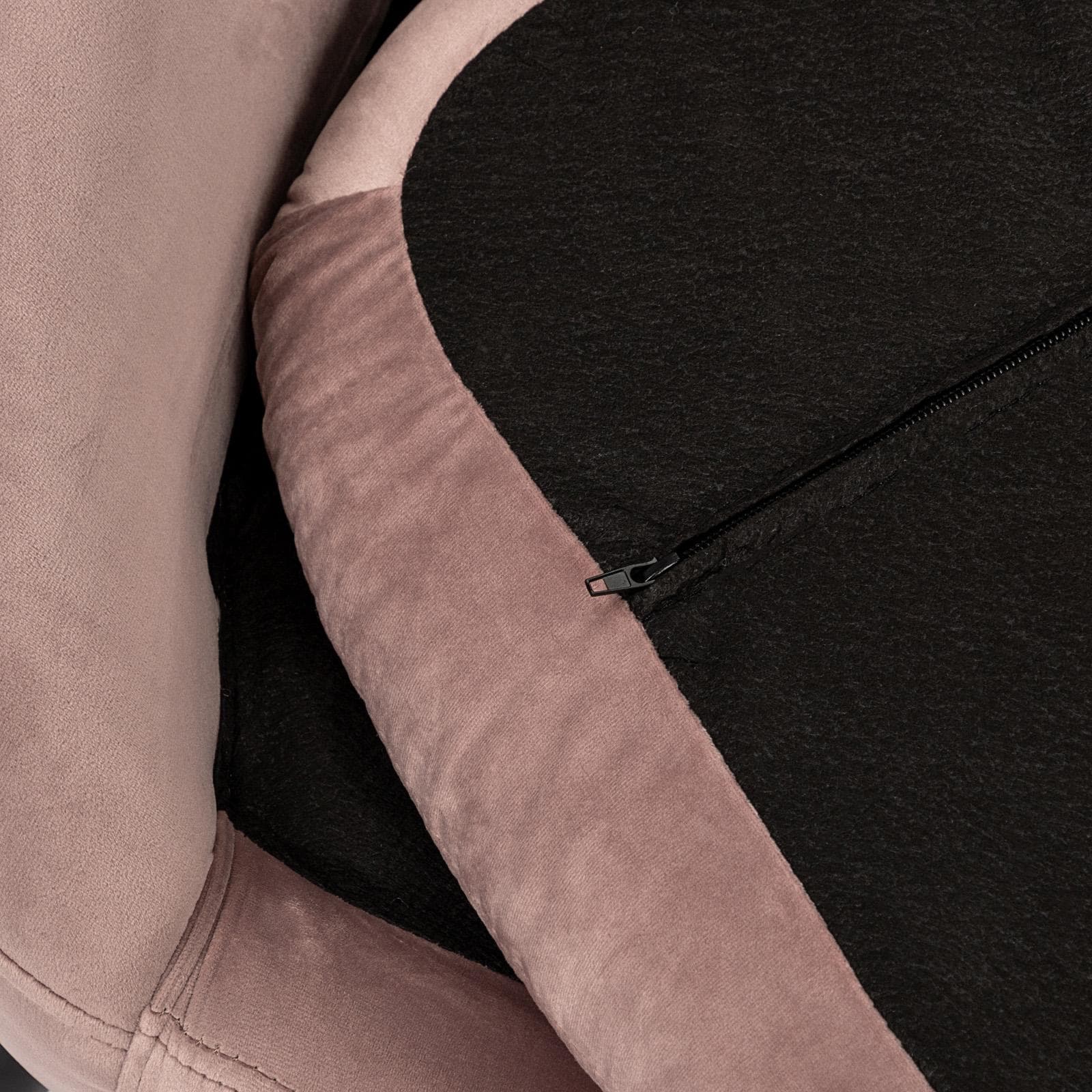 Poltrona imbottita in velluto rosa cripria con piedini in legno nero e oro - Oyster