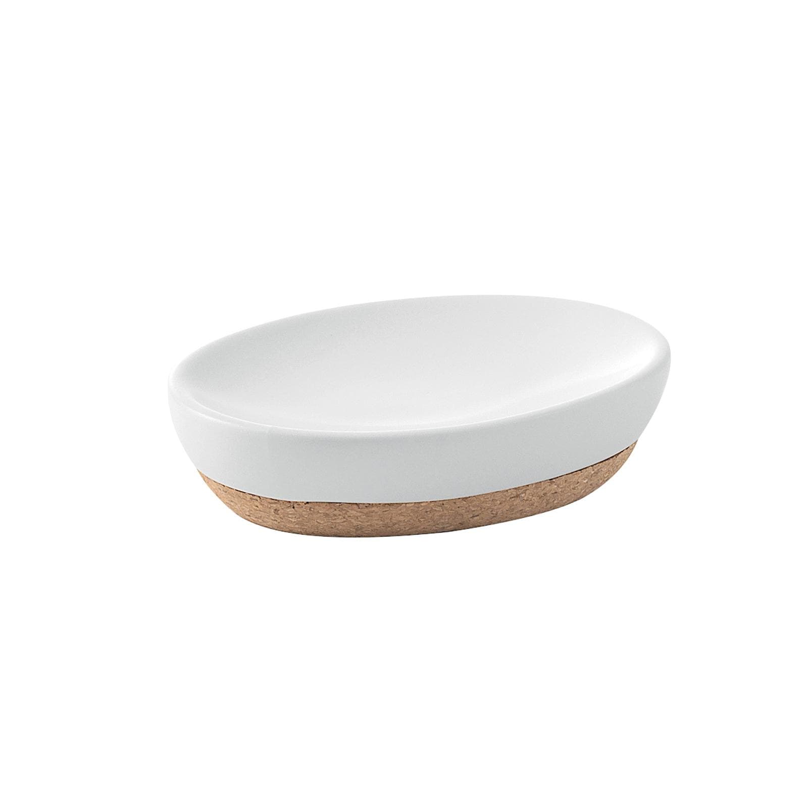 Portasapone d'appoggio in ceramica bianco e sughero - Ilary di Gedy
