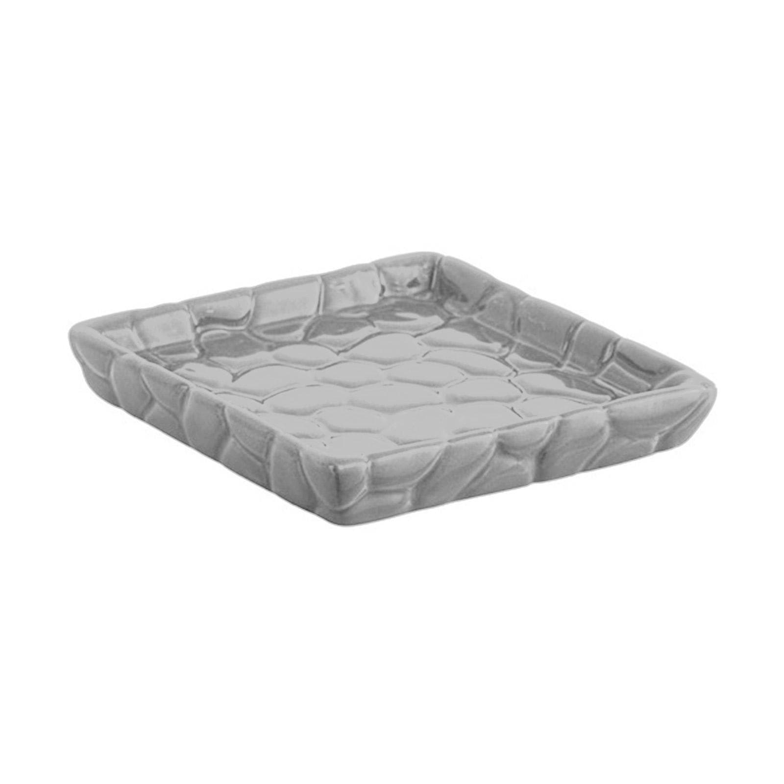Portasapone da appoggio in ceramica grigio chiaro effetto sasso