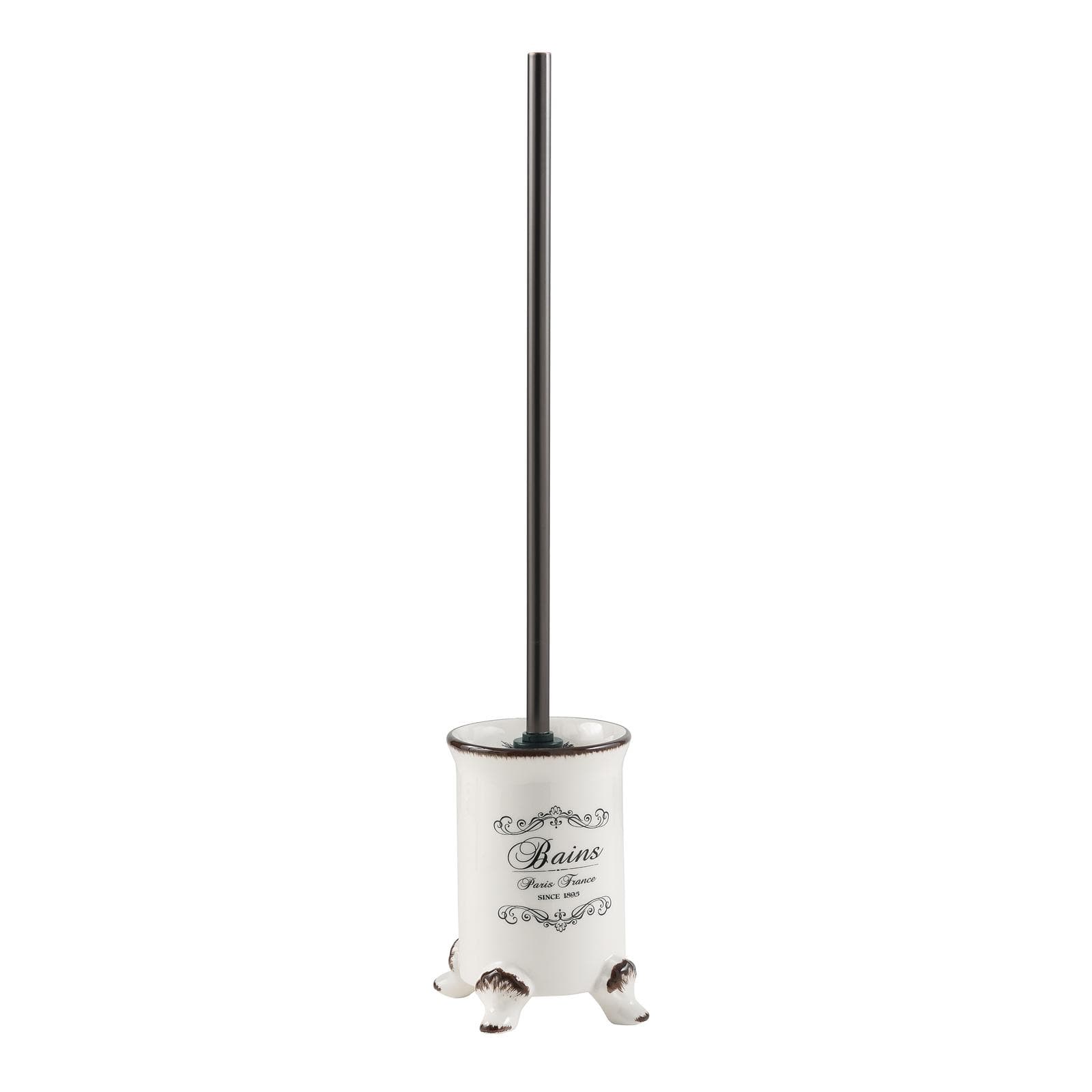 Portascopino d'appoggio in ceramica bianco con scopino in setole - Amelie di Gedy