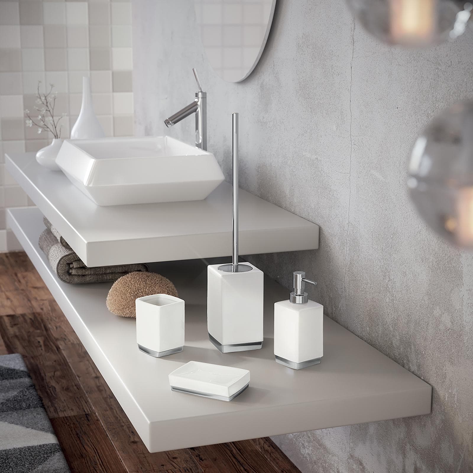Portascopino da appoggio in ceramica bianco - Lucy di Gedy