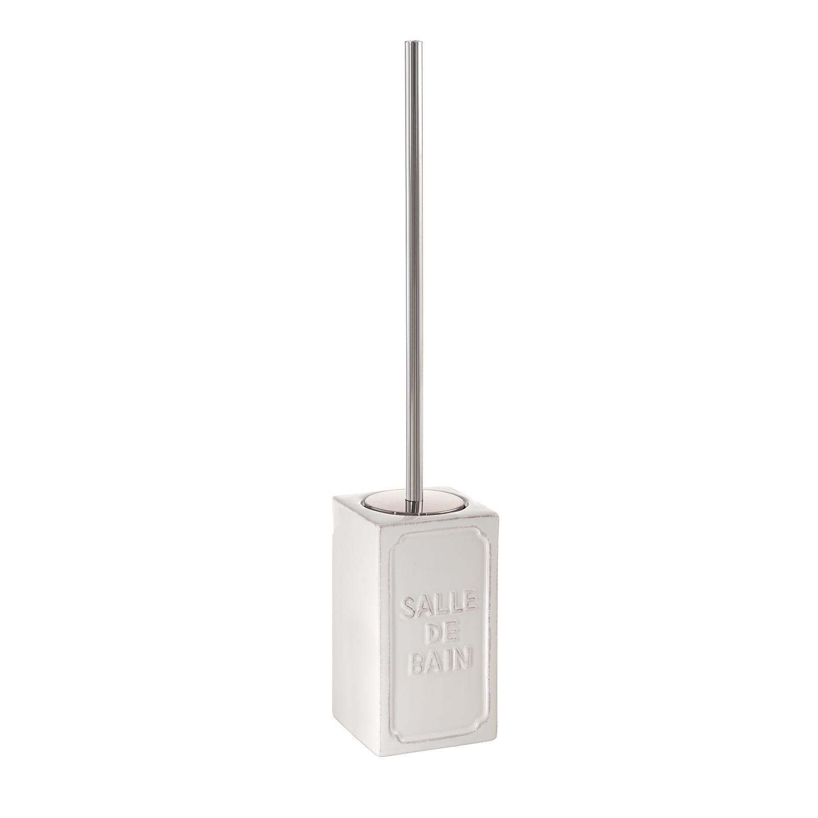 Portascopino d'appoggio in ceramica bianco antico con scopino - Vivienne di Gedy