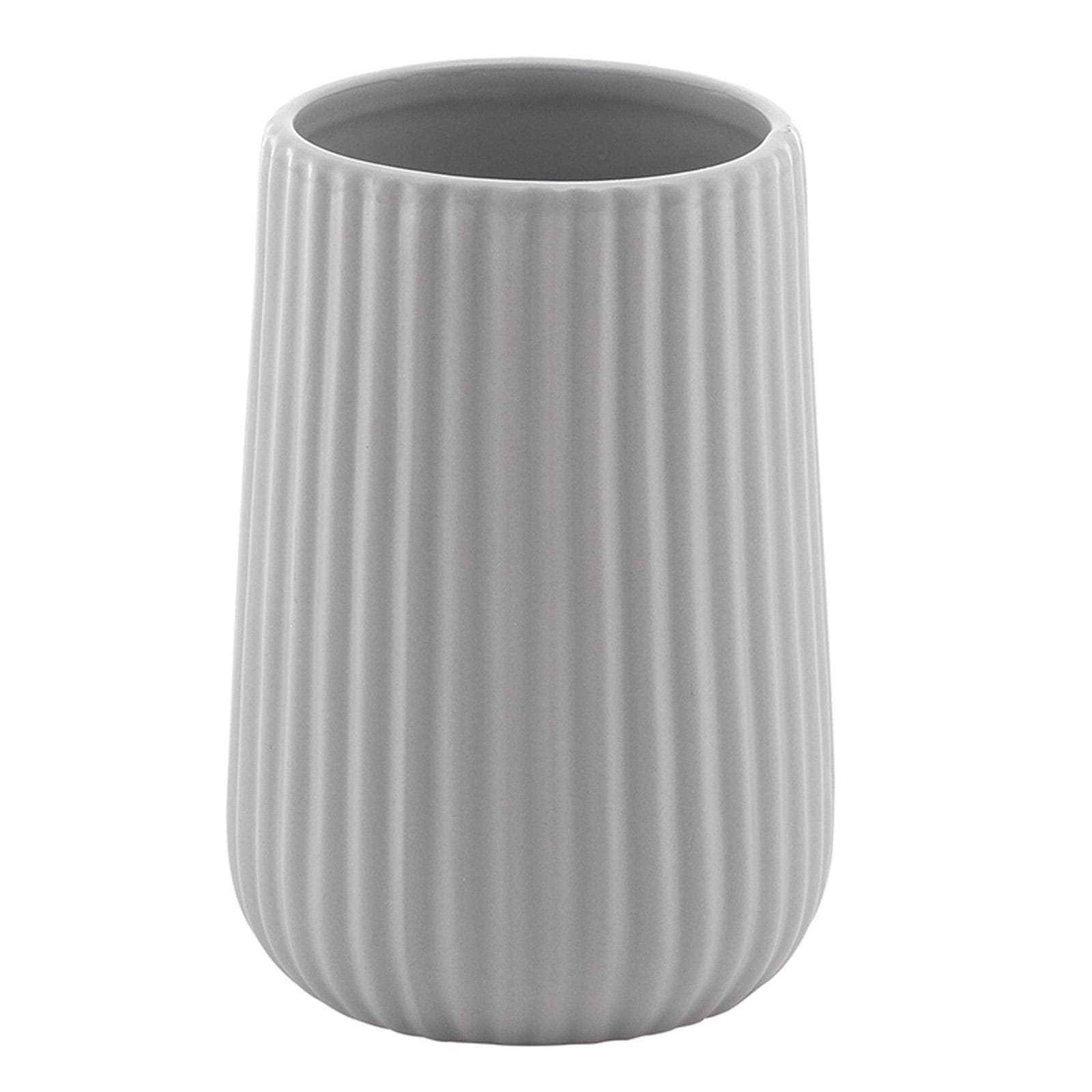 Portaspazzolini da appoggio in ceramica grigio rigato - Marika di Gedy