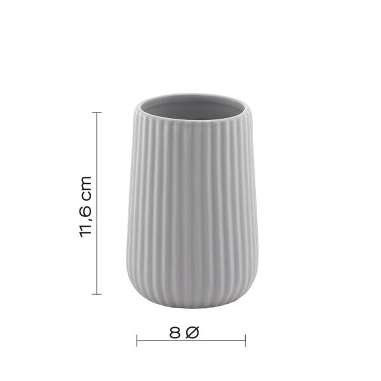 Portaspazzolini da appoggio in ceramica grigio rigato - Marika di Gedy