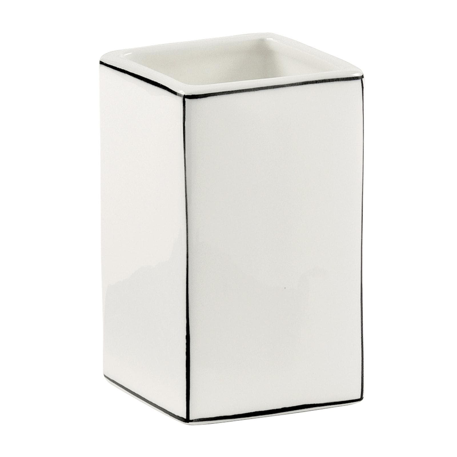 Portaspazzolini da appoggio in ceramica bianco con profilo nero - Lucrezia di Gedy