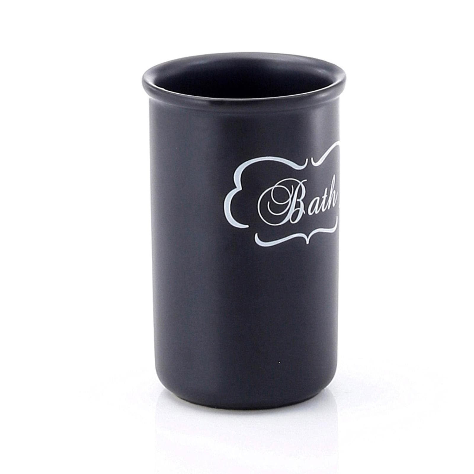 Portaspazzolini in ceramica nero con scritta - Chantal di Gedy