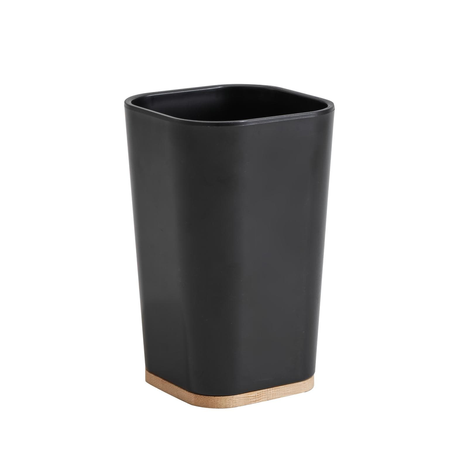 Portaspazzolino d'appoggio nero e bambù naturale - Linky