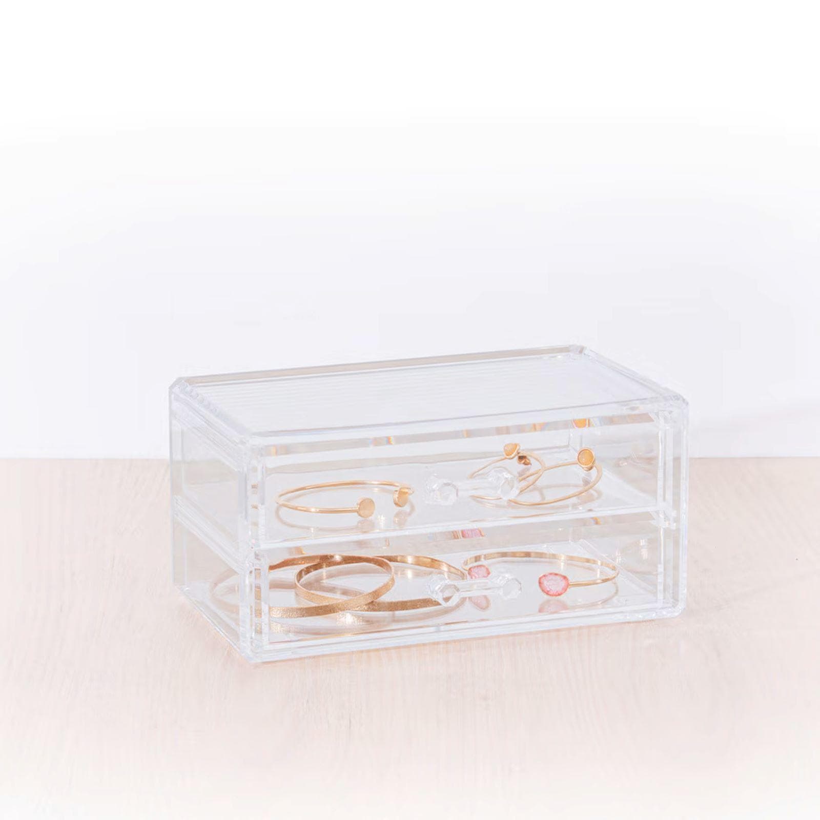 Portagioie 19x12h cm trasparente con 2 cassetti